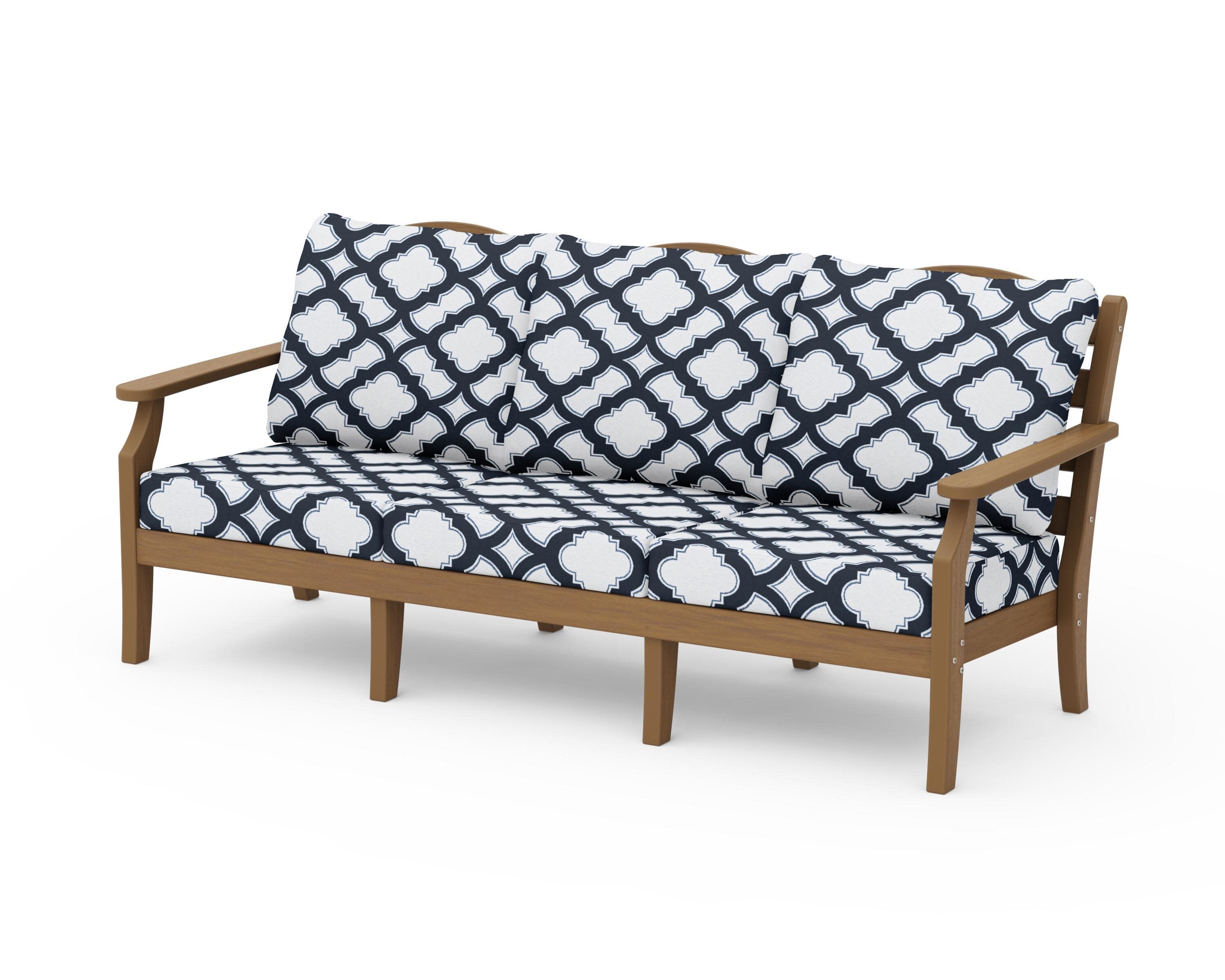 Savannah Deep Seating Sofa in Natural / Trellis Marine Indigo