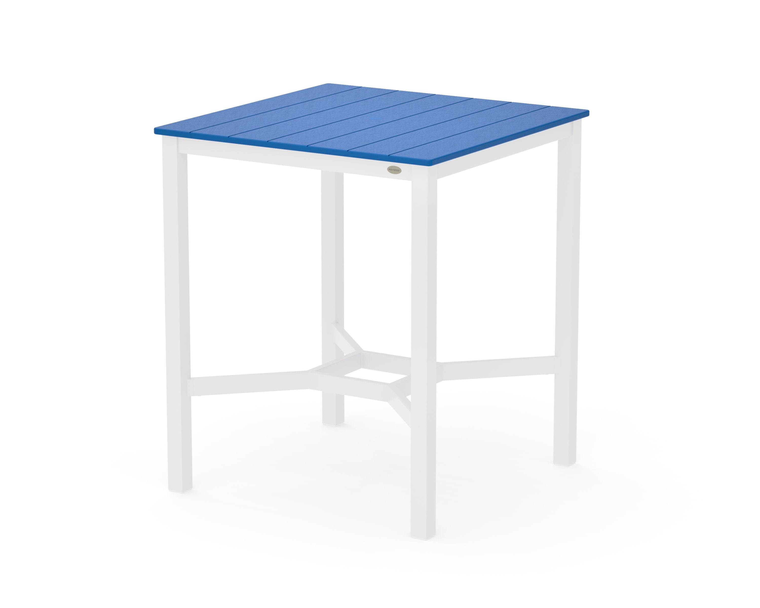 Main Street 36 x 36 Bar Table in White / Pacific Blue