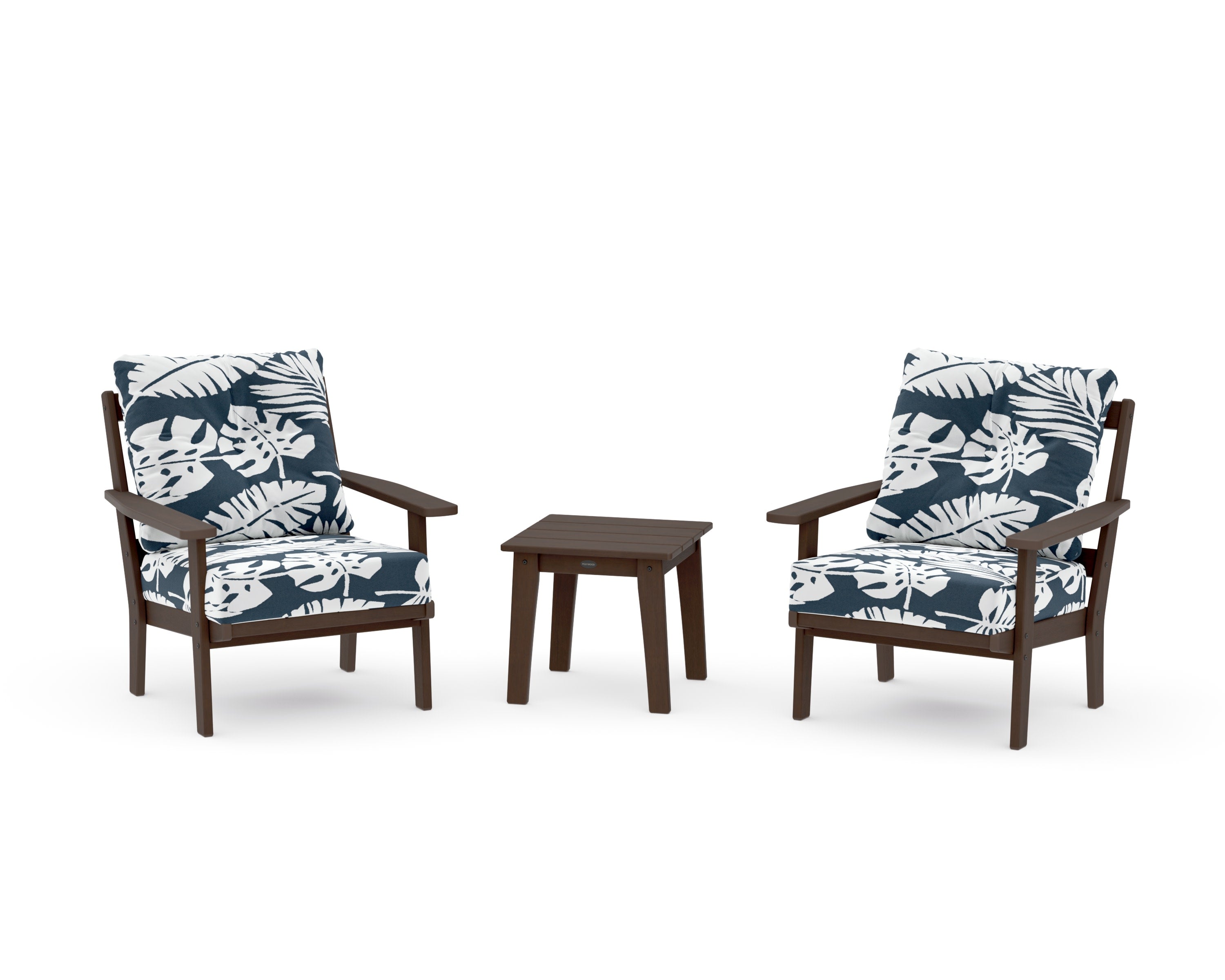 Oxford 3-Piece Deep Seating Set in Kona / Leaf Marine Indigo