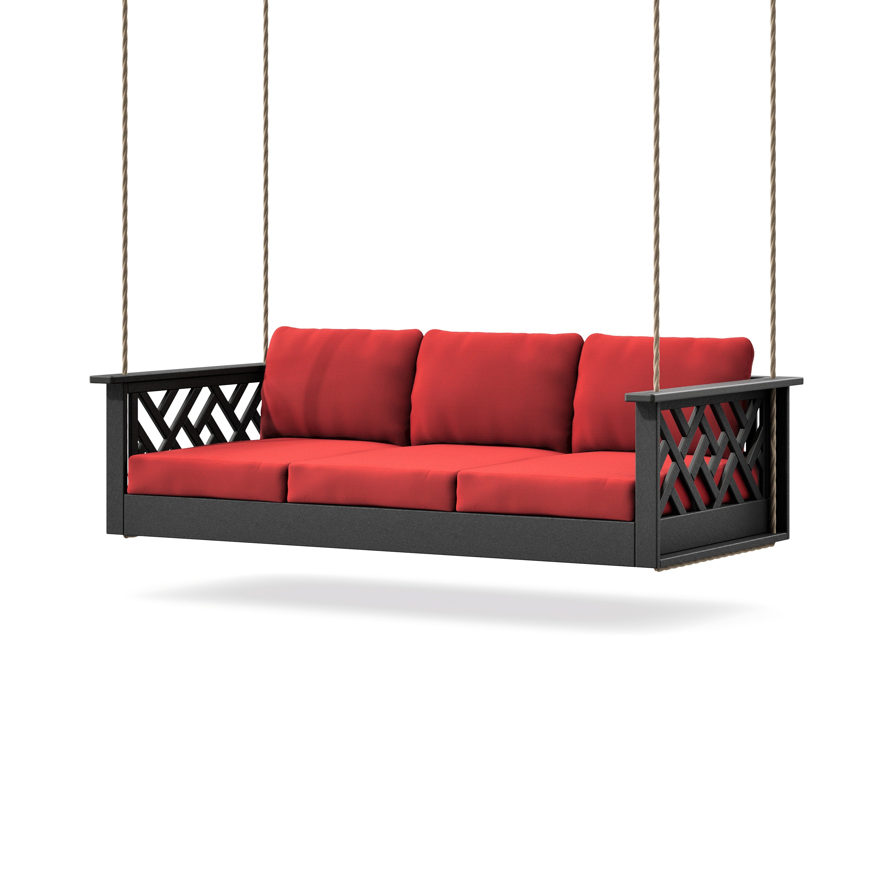 Chippendale Daybed Swing in Black / Crimson Linen