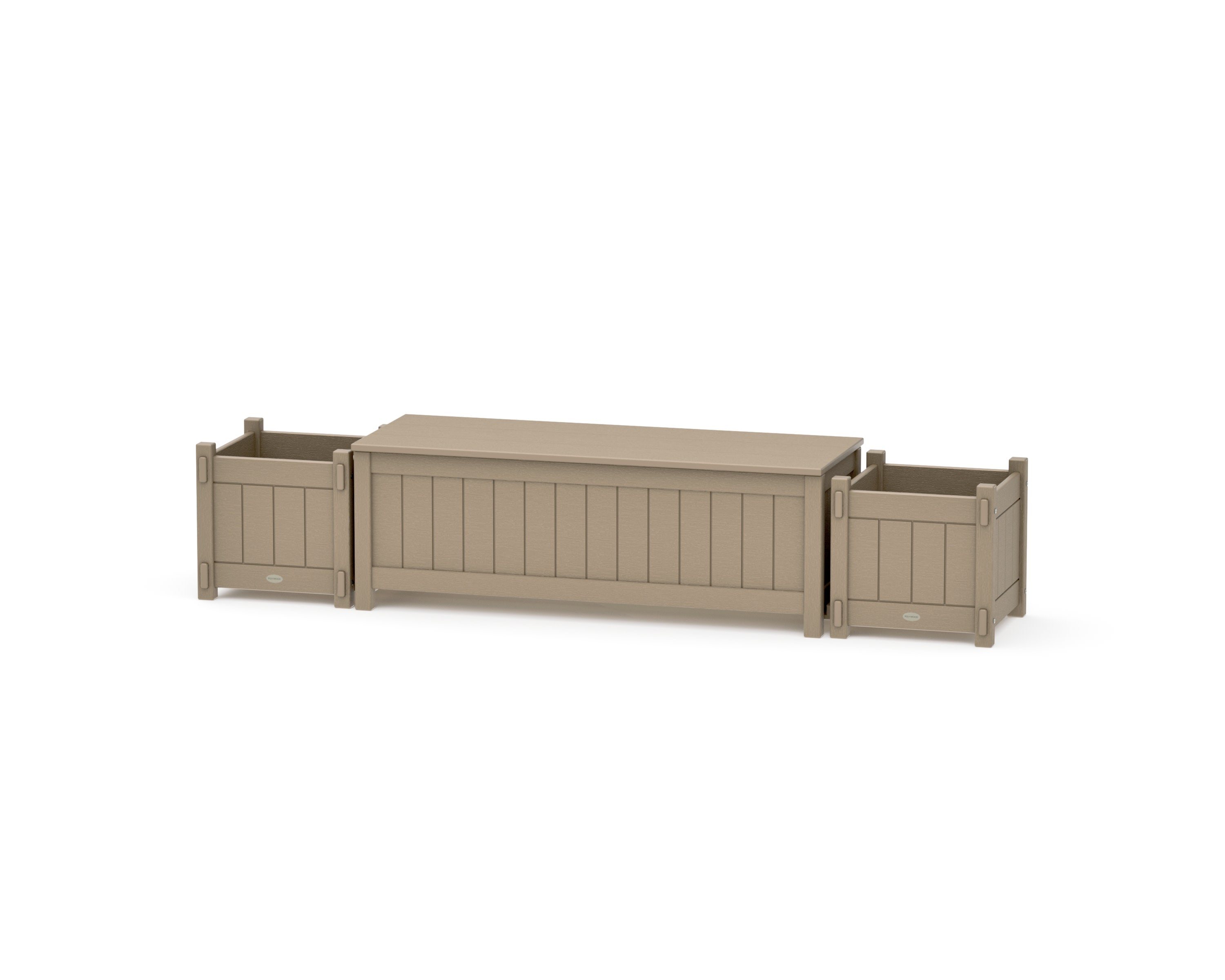 48" Vineyard Straight Planter Storage Bench Set in Vintage Sahara