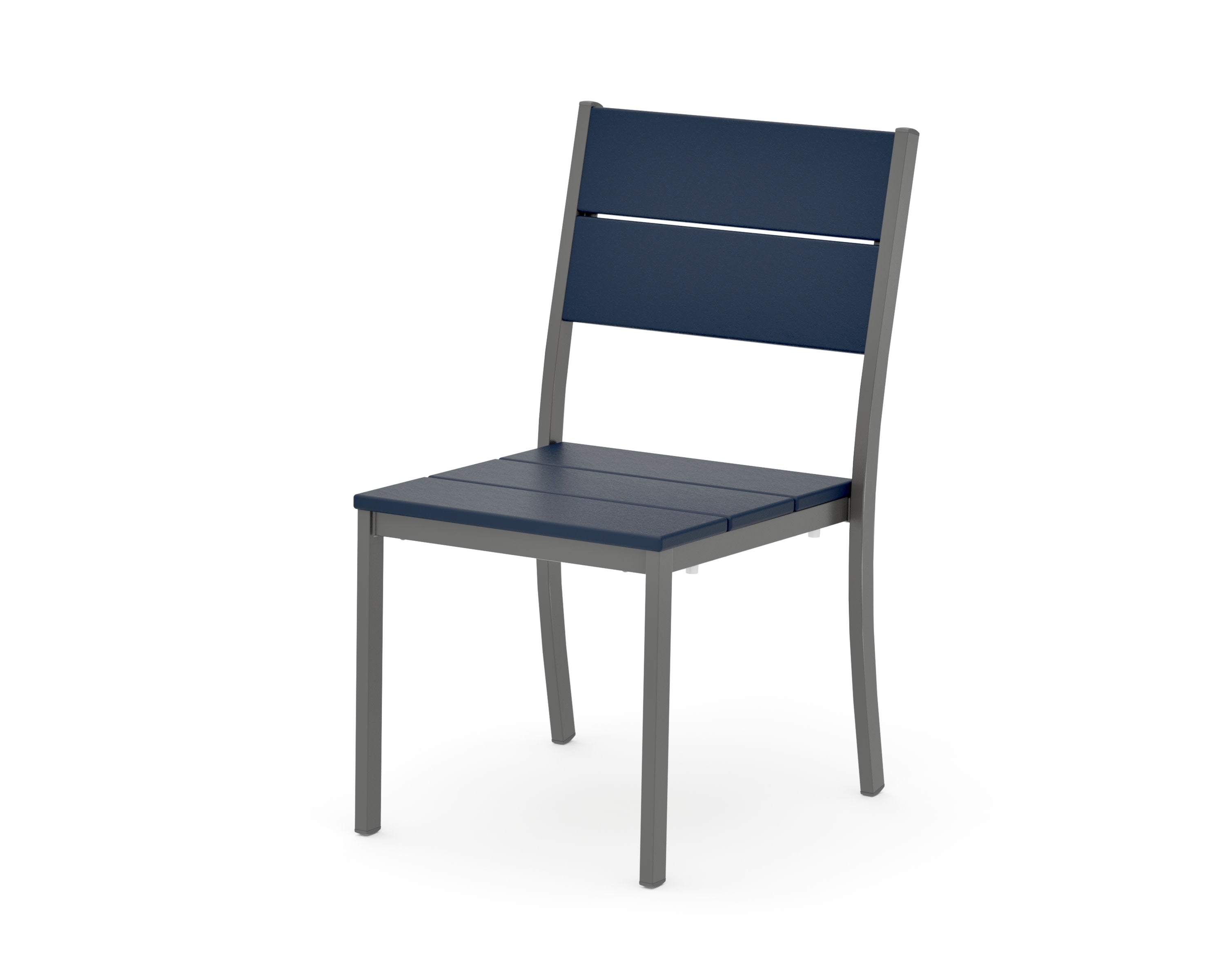 Main Street Stacking Dining Side Chair in Charcoal / Navy