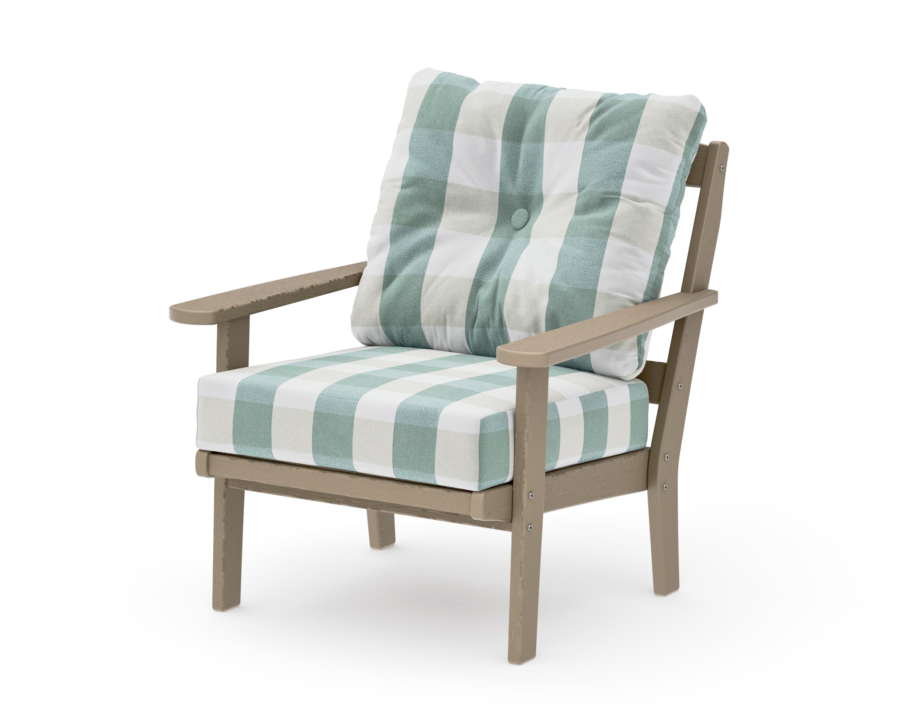 Mission Deep Seating Chair in Vintage Sahara / Buffalo Plaid Glacier Spa