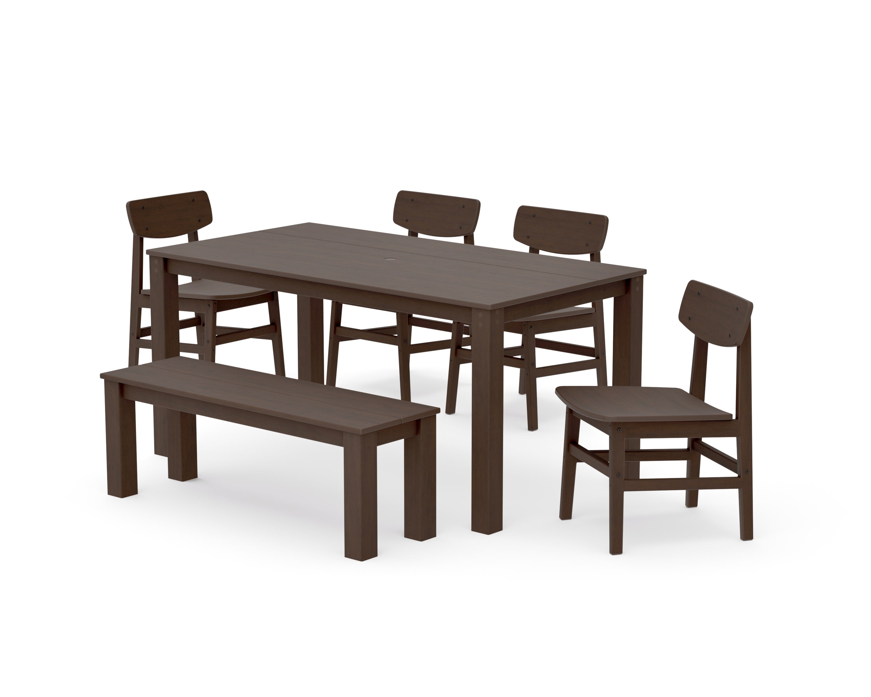 Modern Studio Urban Chair 6-Piece Parsons Dining Set with Bench in Kona