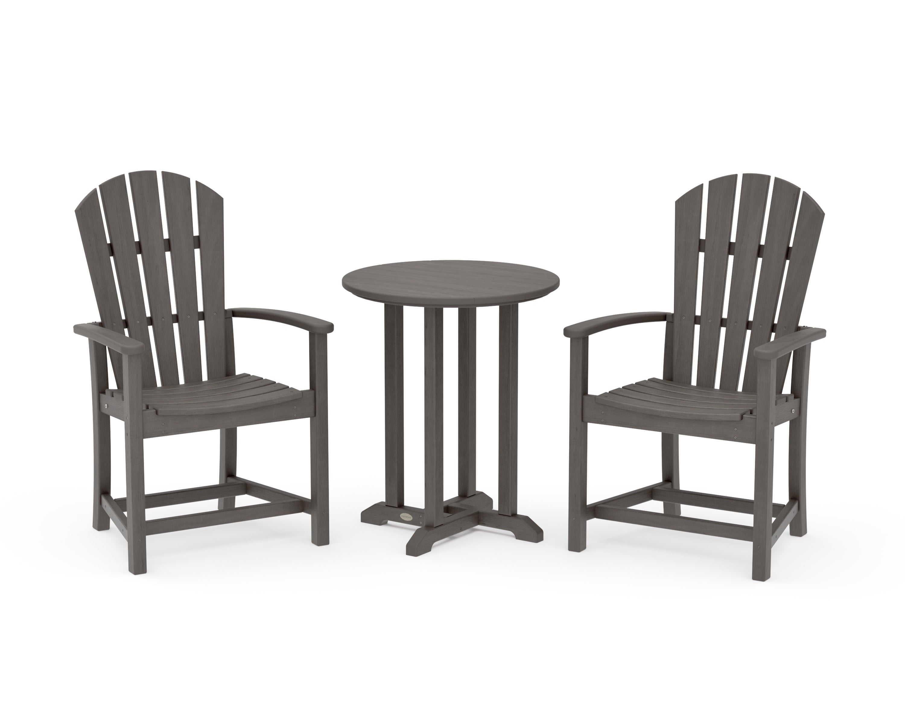Palm Coast 3-Piece Round Farmhouse Bistro Dining Set in Driftwood