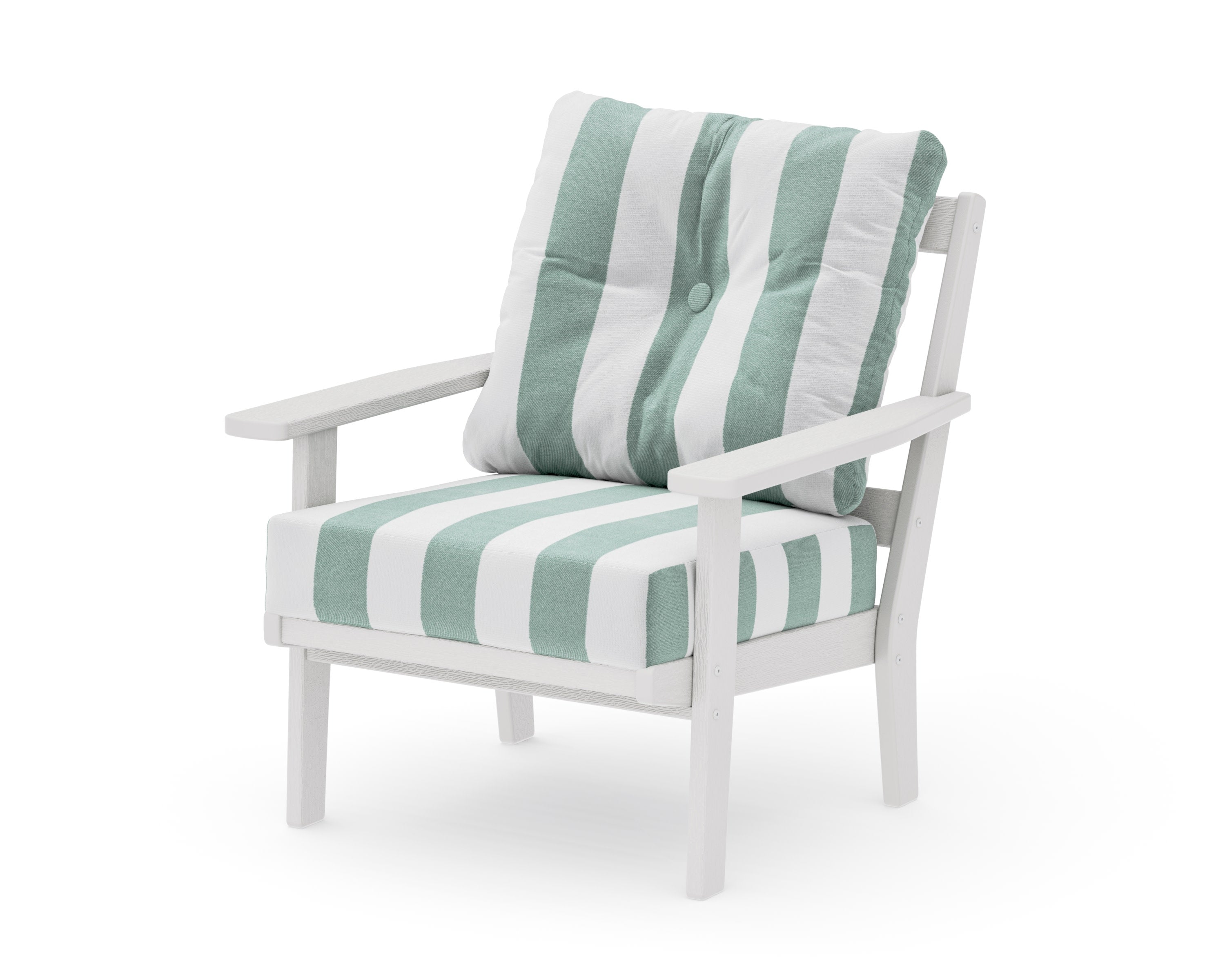 Oxford Deep Seating Chair in Vintage White / Cabana Stripe Glacier Spa