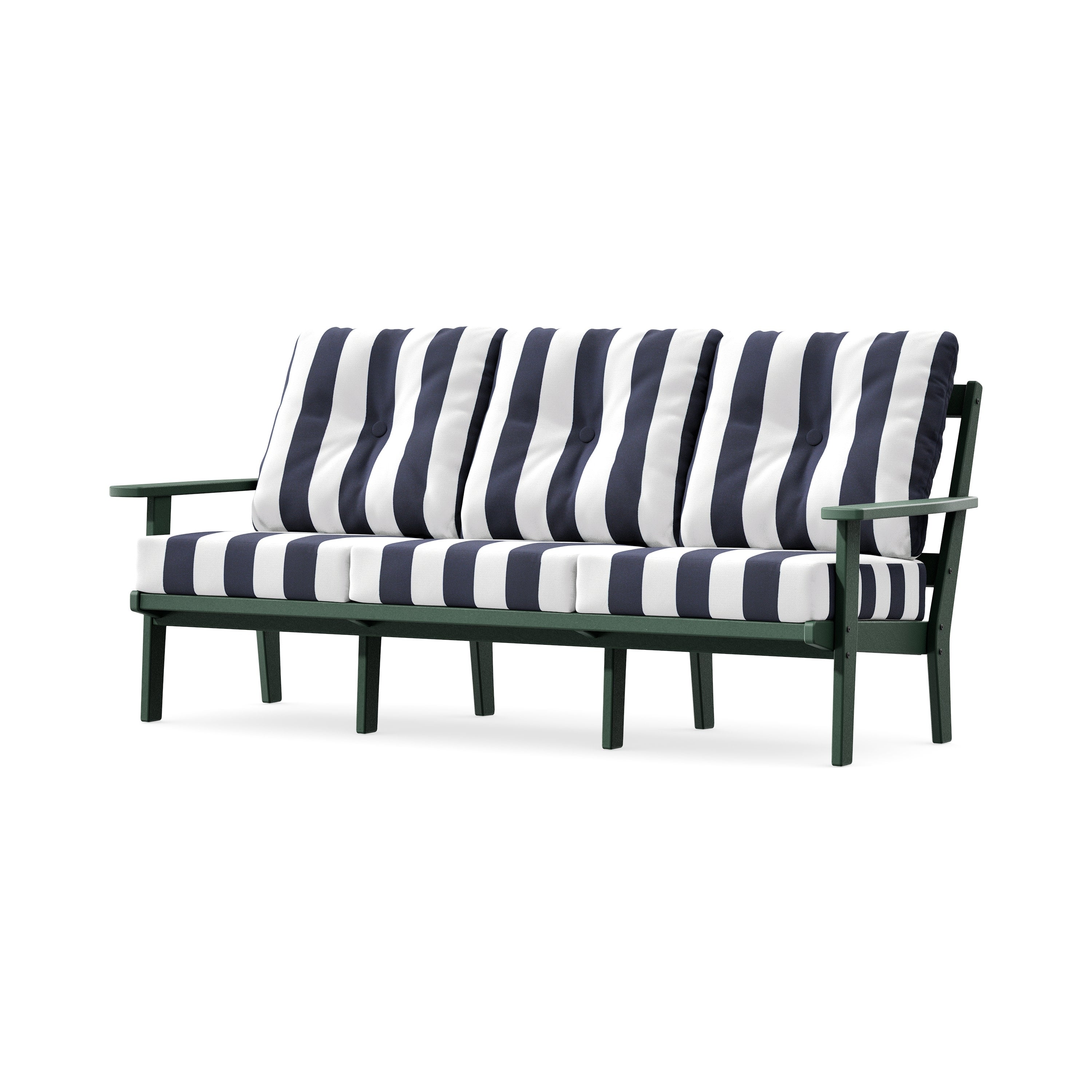 Oxford Deep Seating Sofa in Green / Cabana Stripe Navy