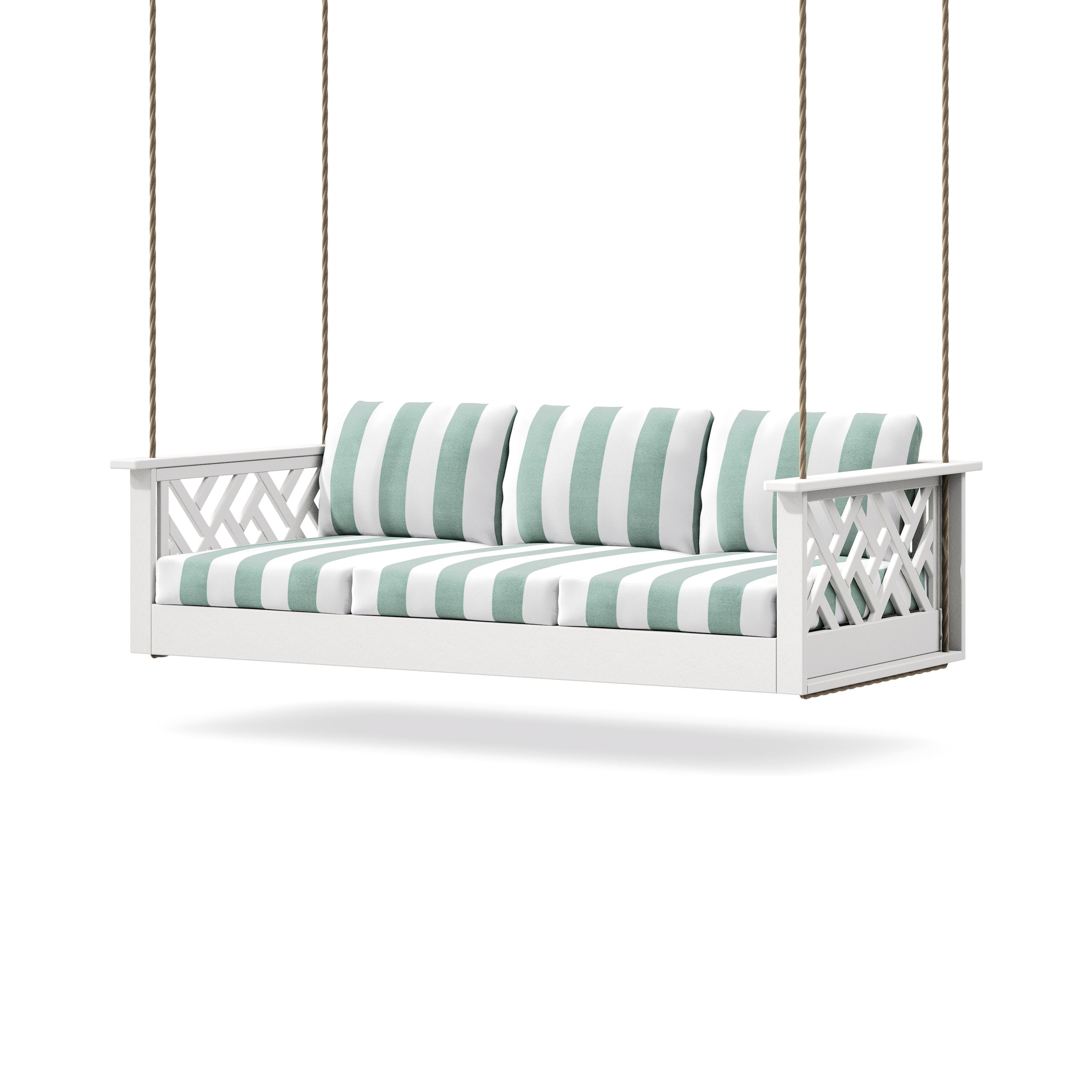 Chippendale Daybed Swing in White / Cabana Stripe Glacier Spa