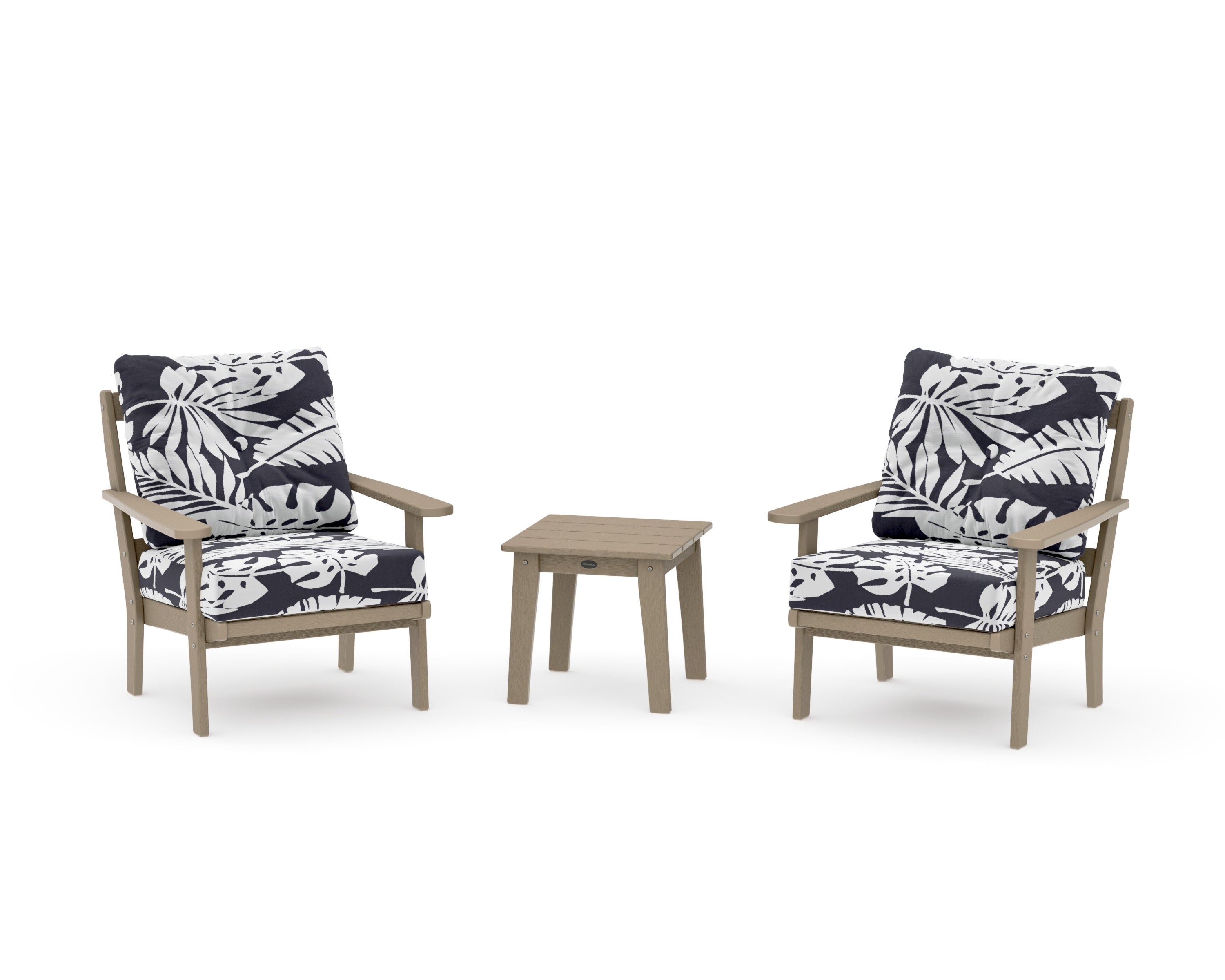 Mission 3-Piece Deep Seating Set in Vintage Sahara / Leaf Navy