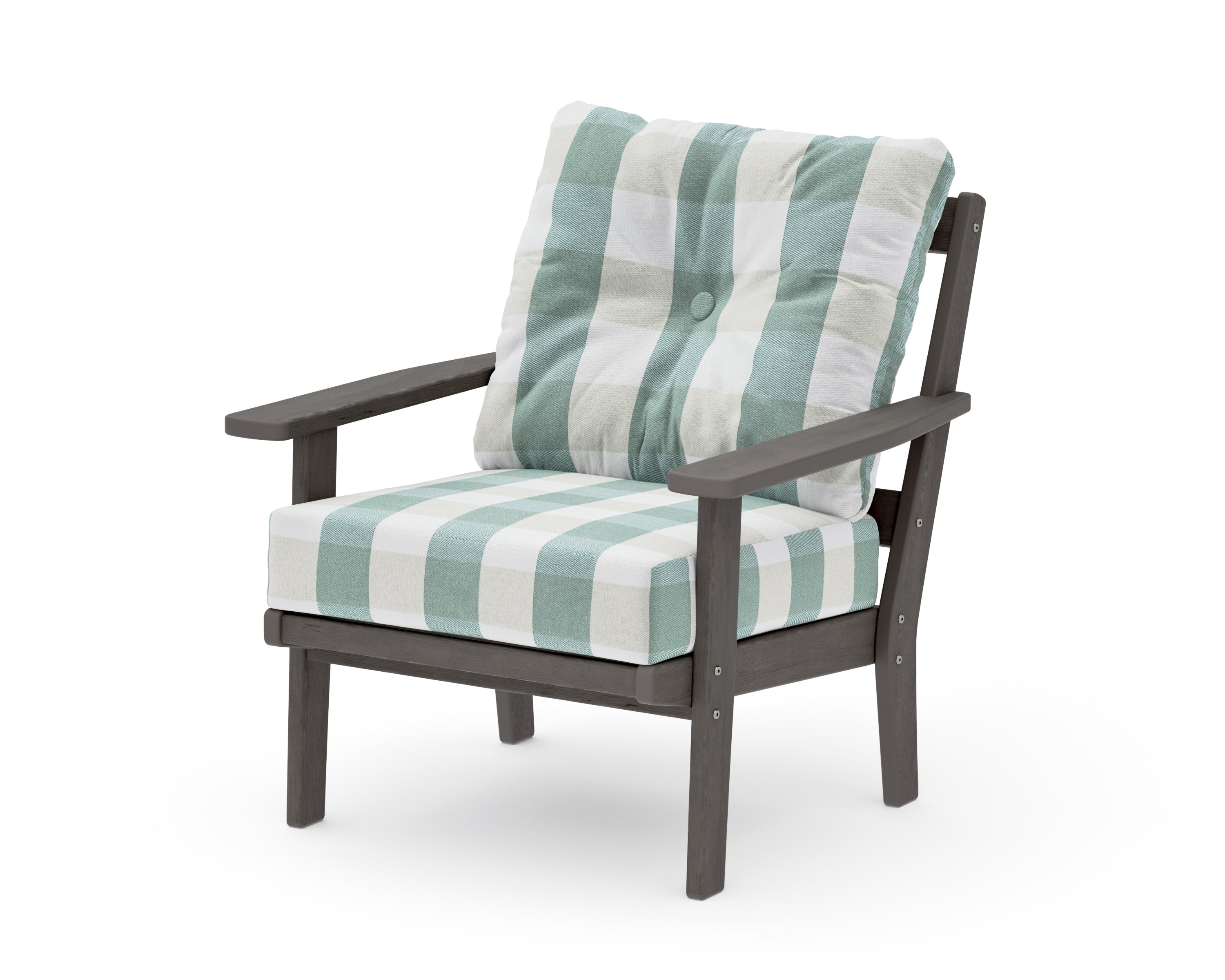 Prairie Deep Seating Chair in Driftwood / Buffalo Plaid Glacier Spa