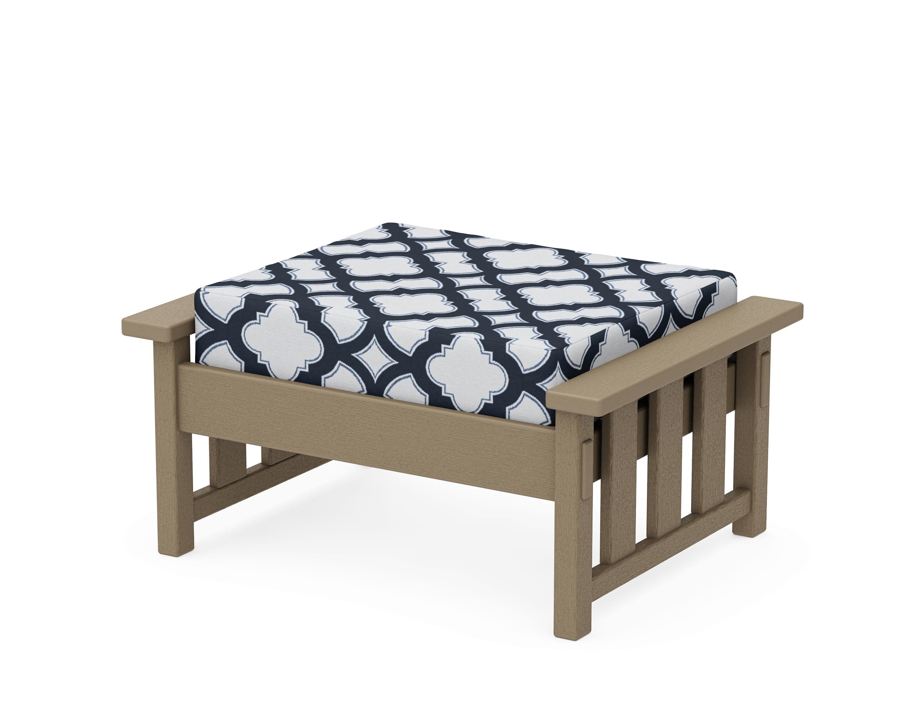Acadia Deep Seating Ottoman in Vintage Sahara / Trellis Marine Indigo