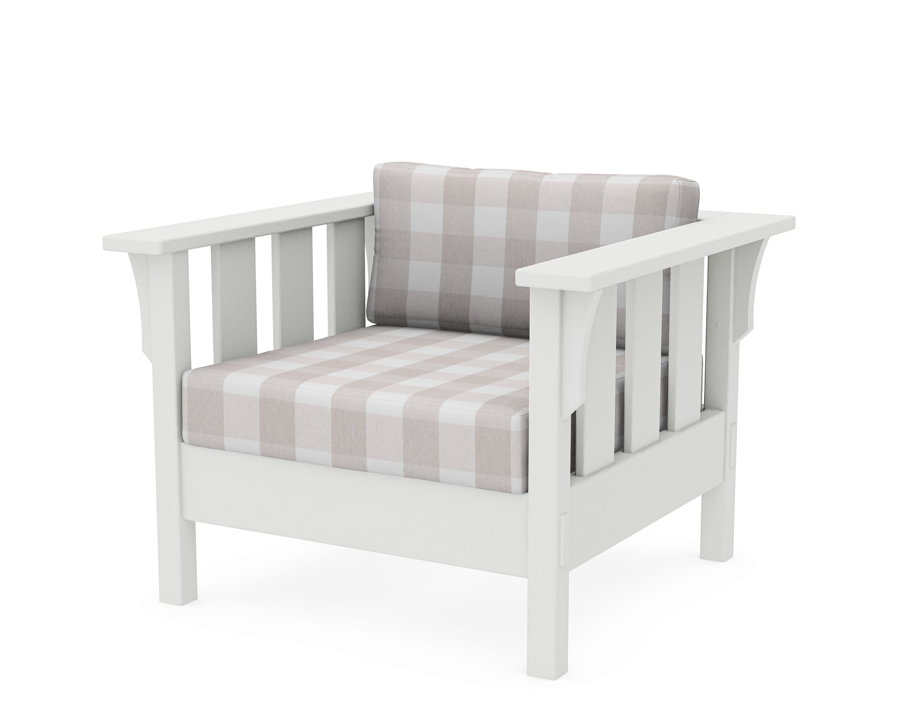 Acadia Deep Seating Chair in Vintage White / Buffalo Plaid Dune Burlap