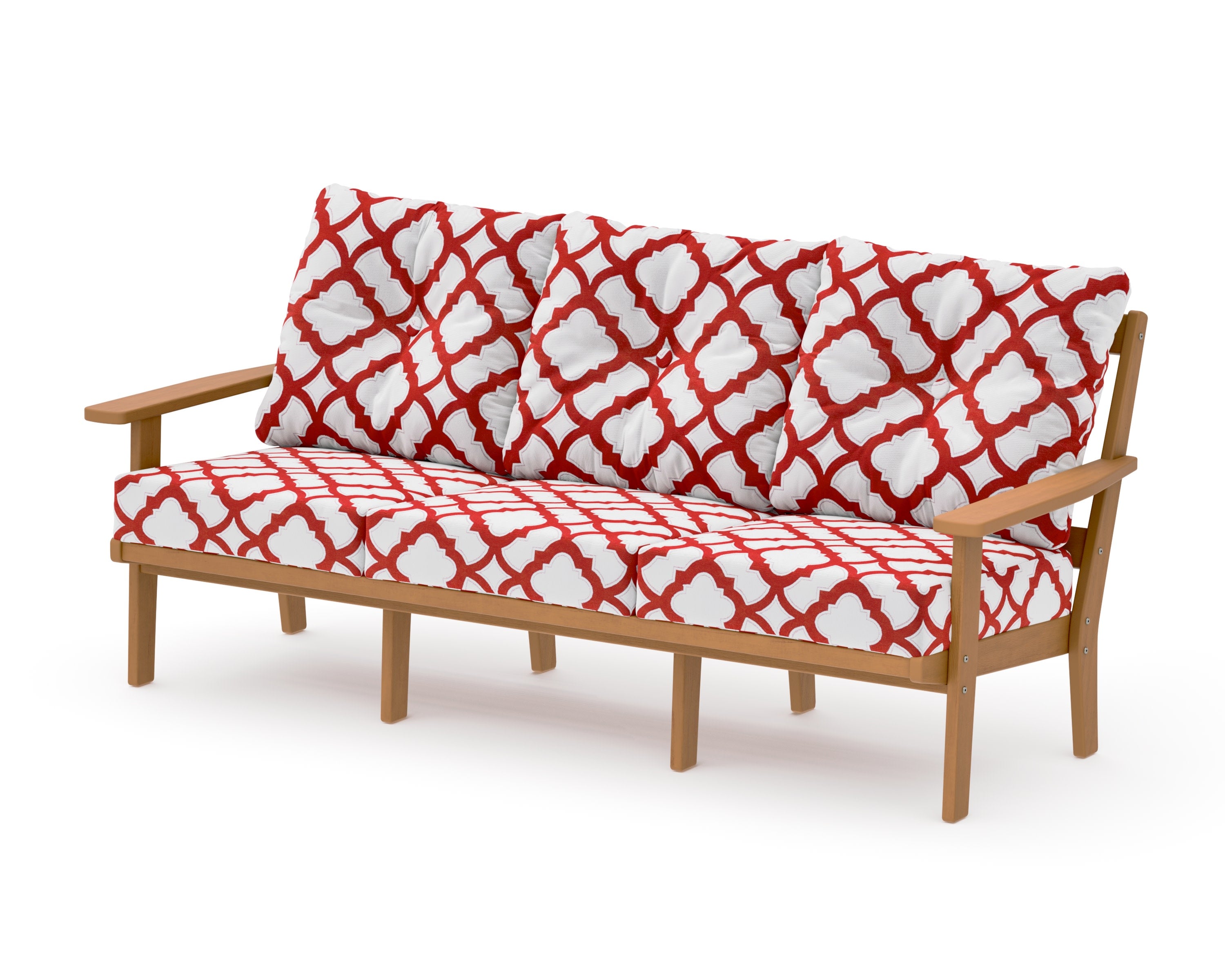 Oxford Deep Seating Sofa in Natural / Trellis Crimson