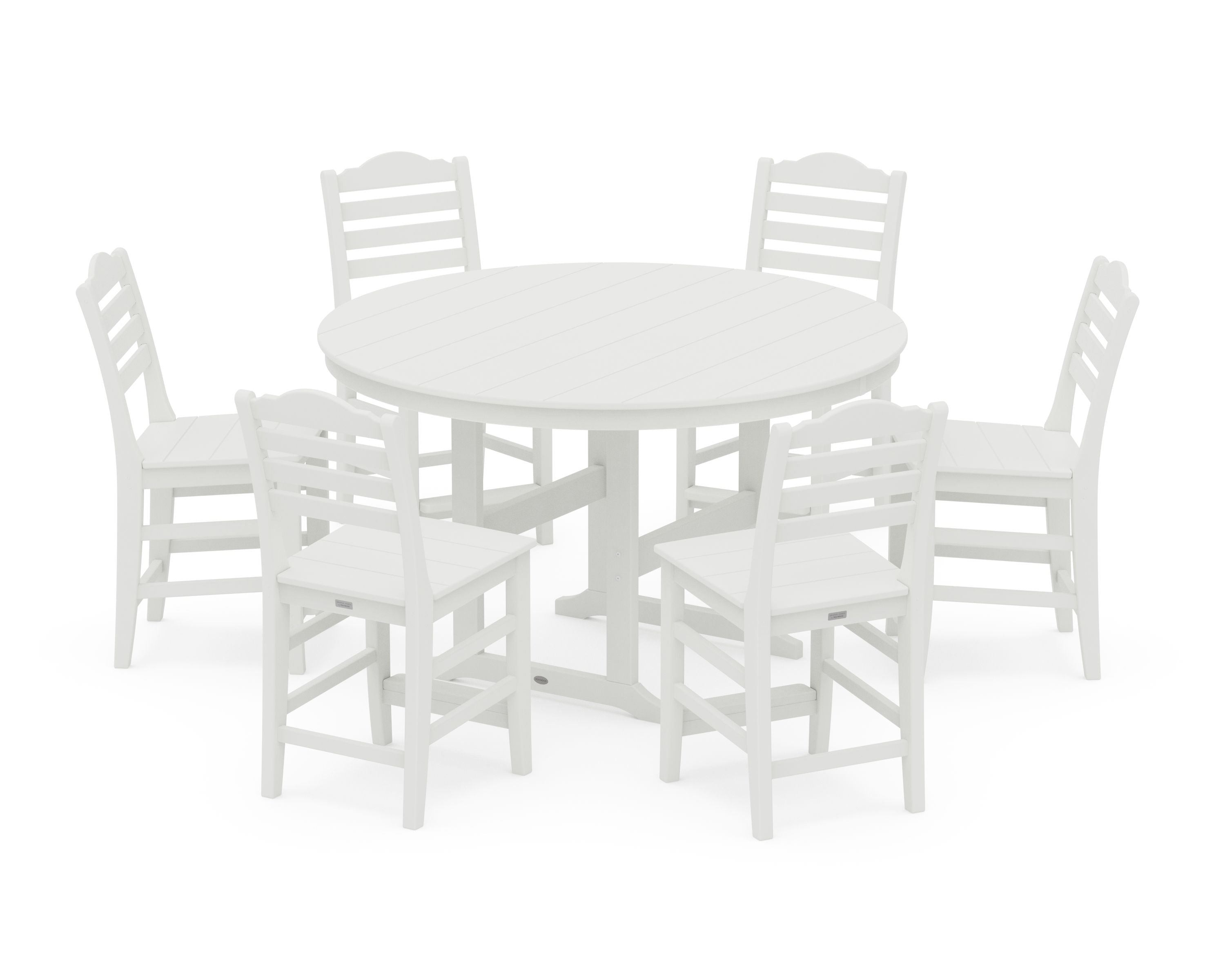 Savannah 7-Piece Farmhouse Side Chair Round Counter Set in Vintage White