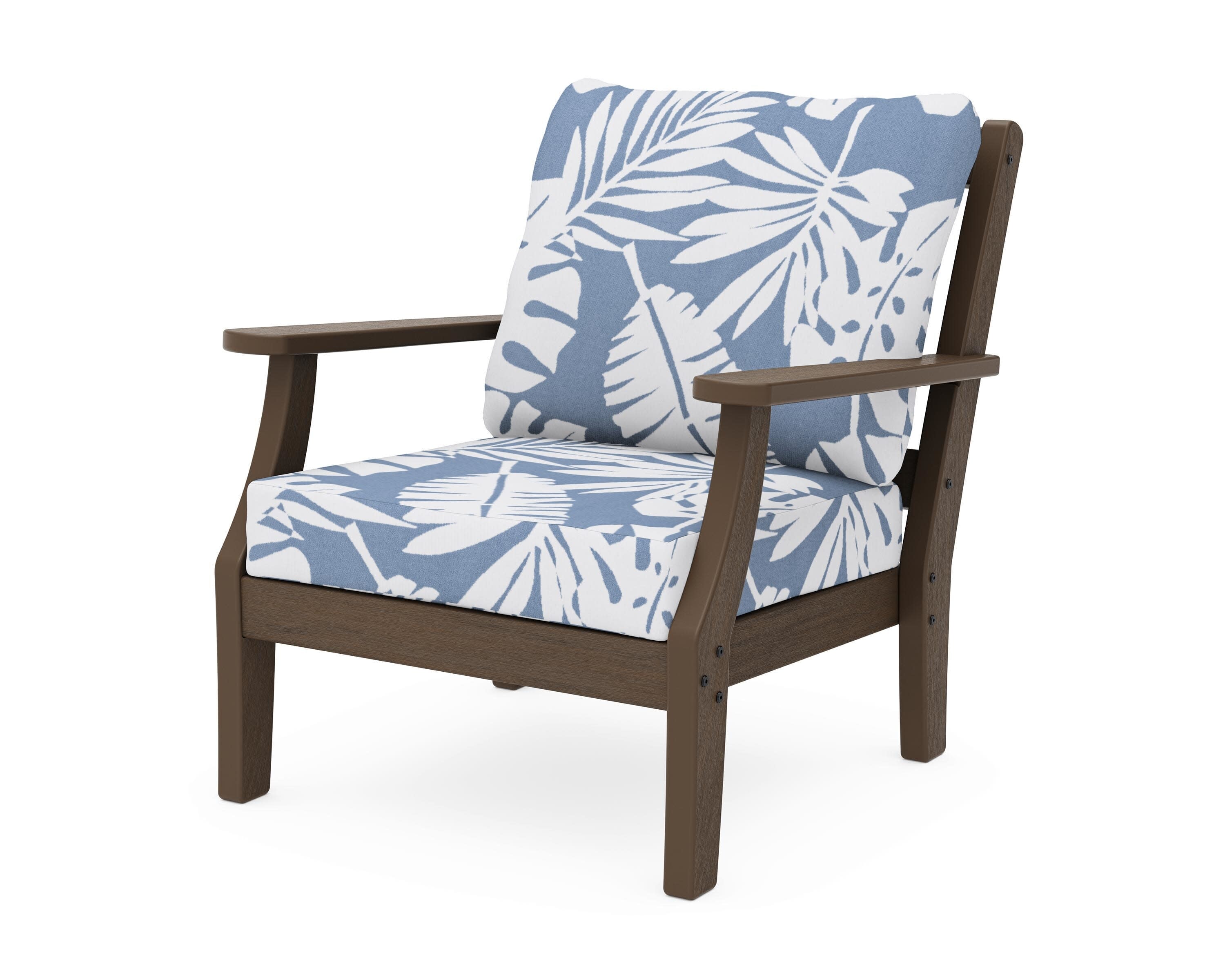 Chinoiserie Deep Seating Chair in Kona / Leaf Sky Blue