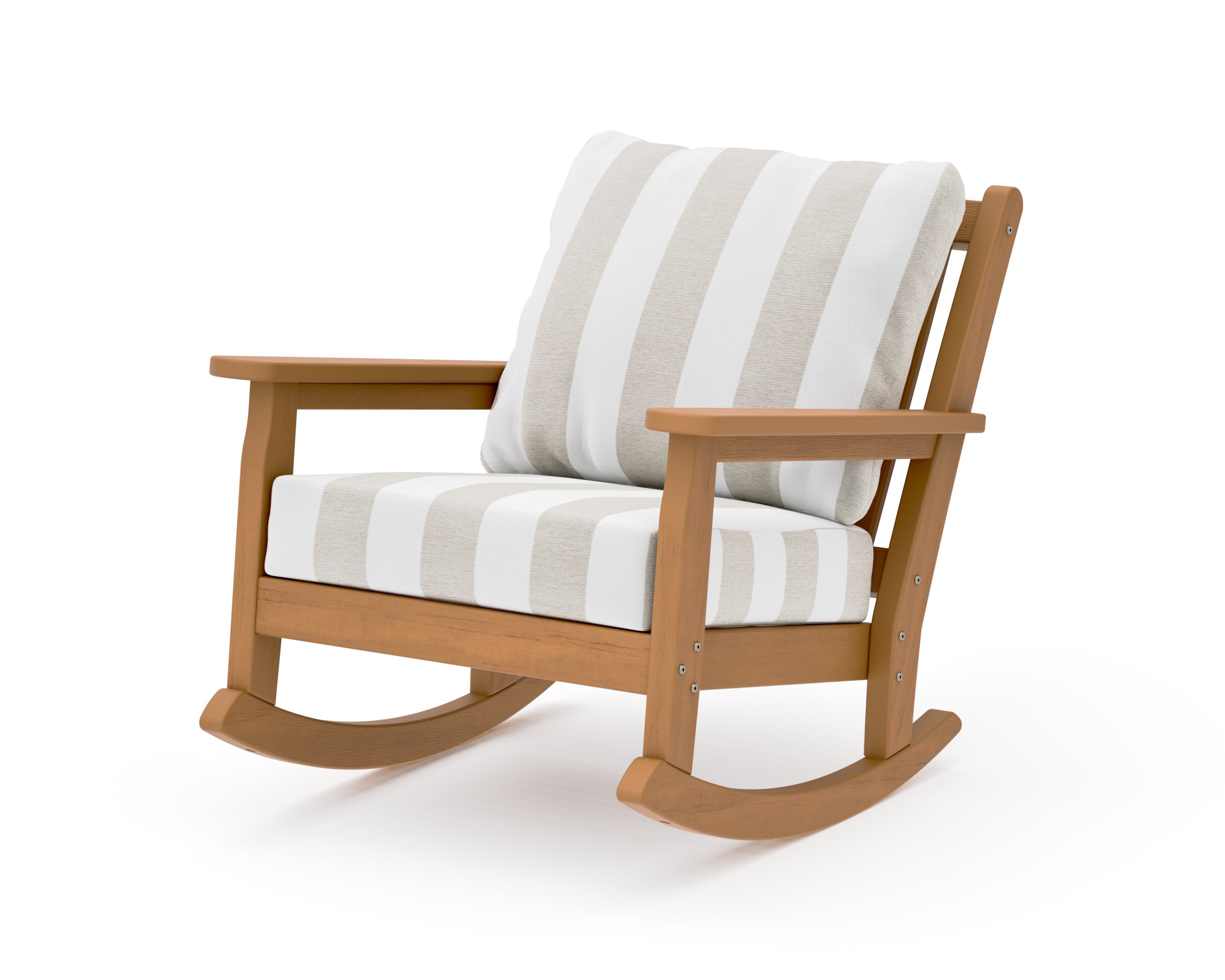 Chippendale Deep Seating Rocking Chair in Natural / Cabana Stripe Dune Burlap