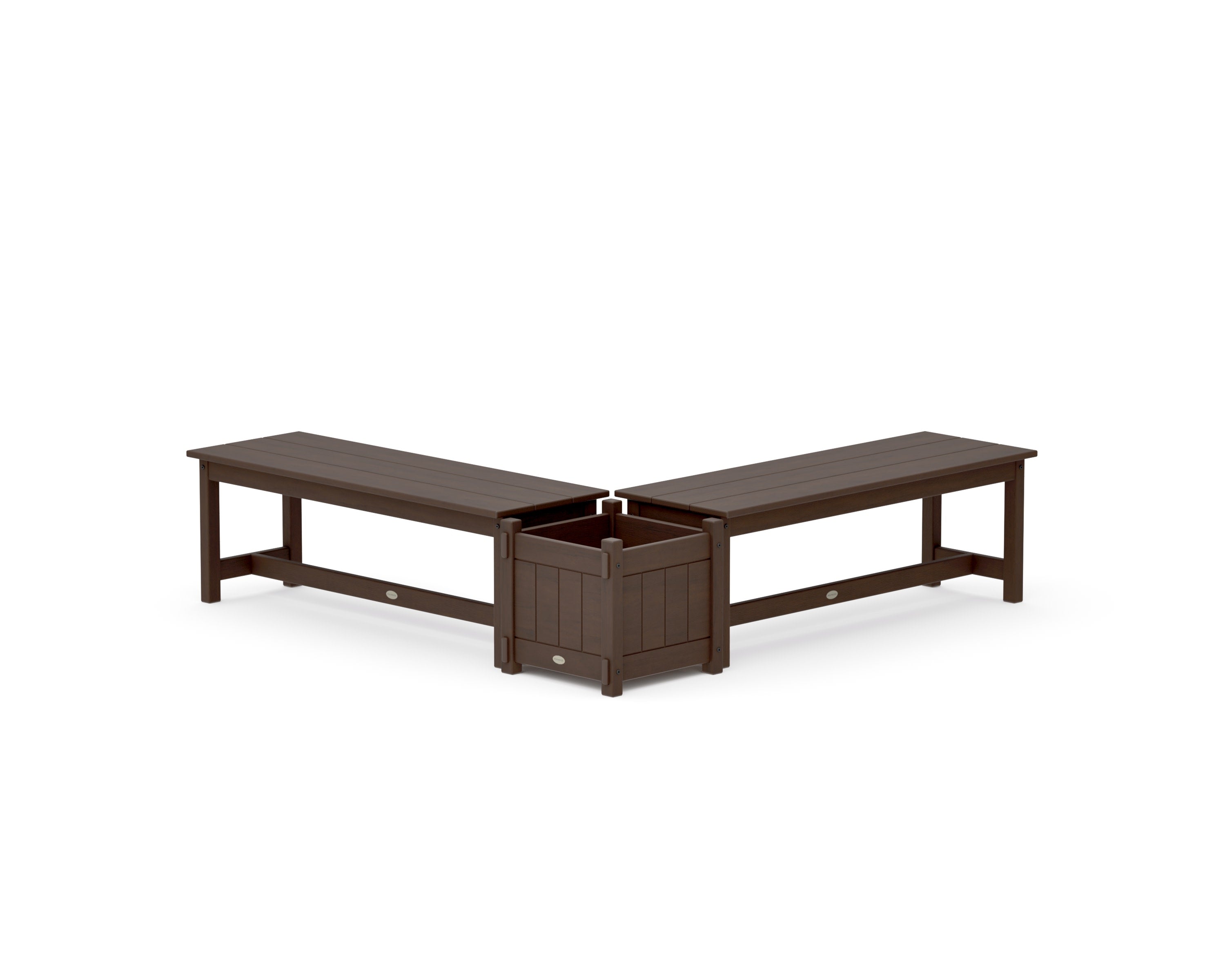 48" Vineyard L- Shaped Planter Bench Set in Kona