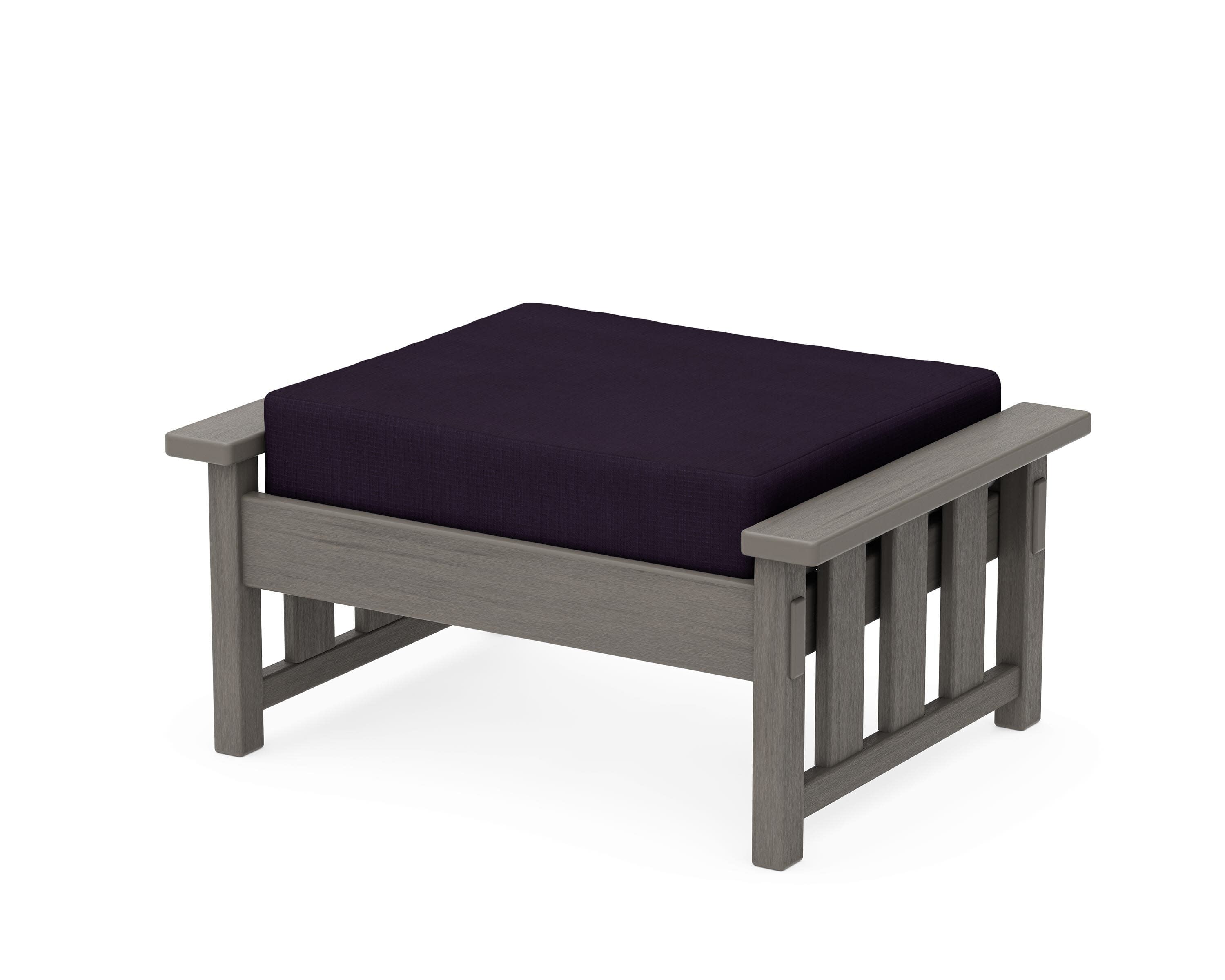 Acadia Deep Seating Ottoman in Driftwood / Navy Linen
