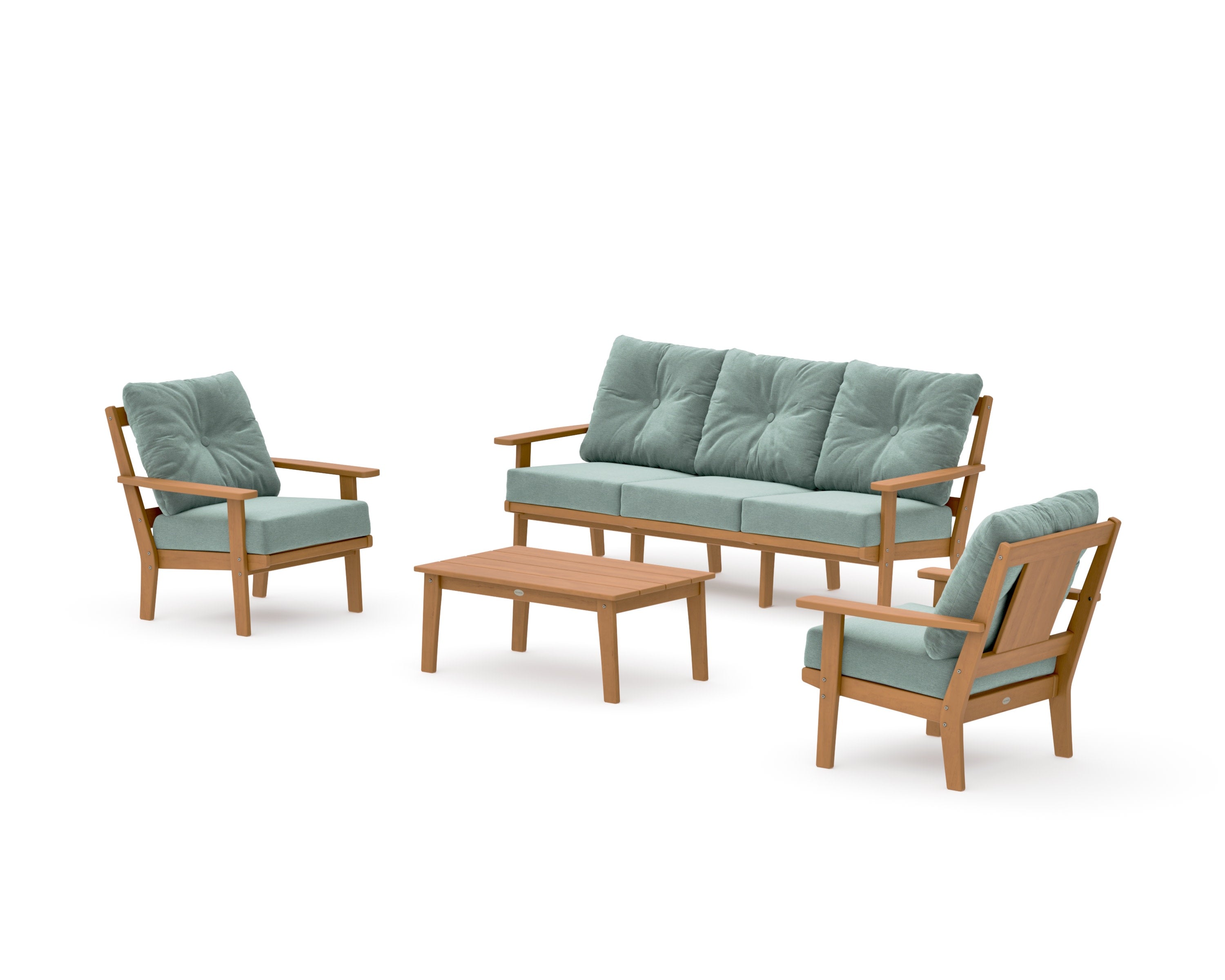 Prairie 4-Piece Deep Seating Set with Sofa in Natural / Glacier Spa