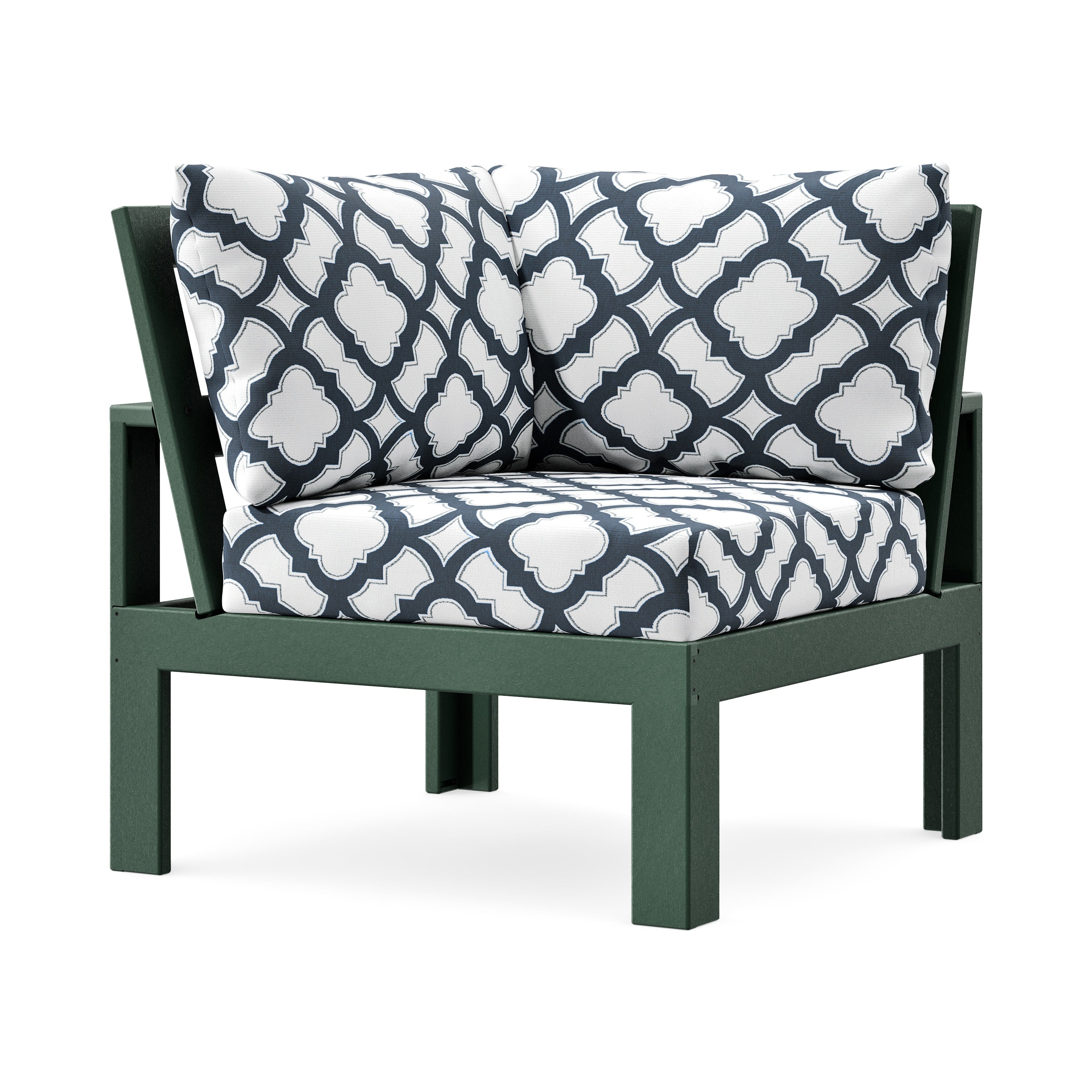 Modular Corner Chair in Green / Trellis Marine Indigo