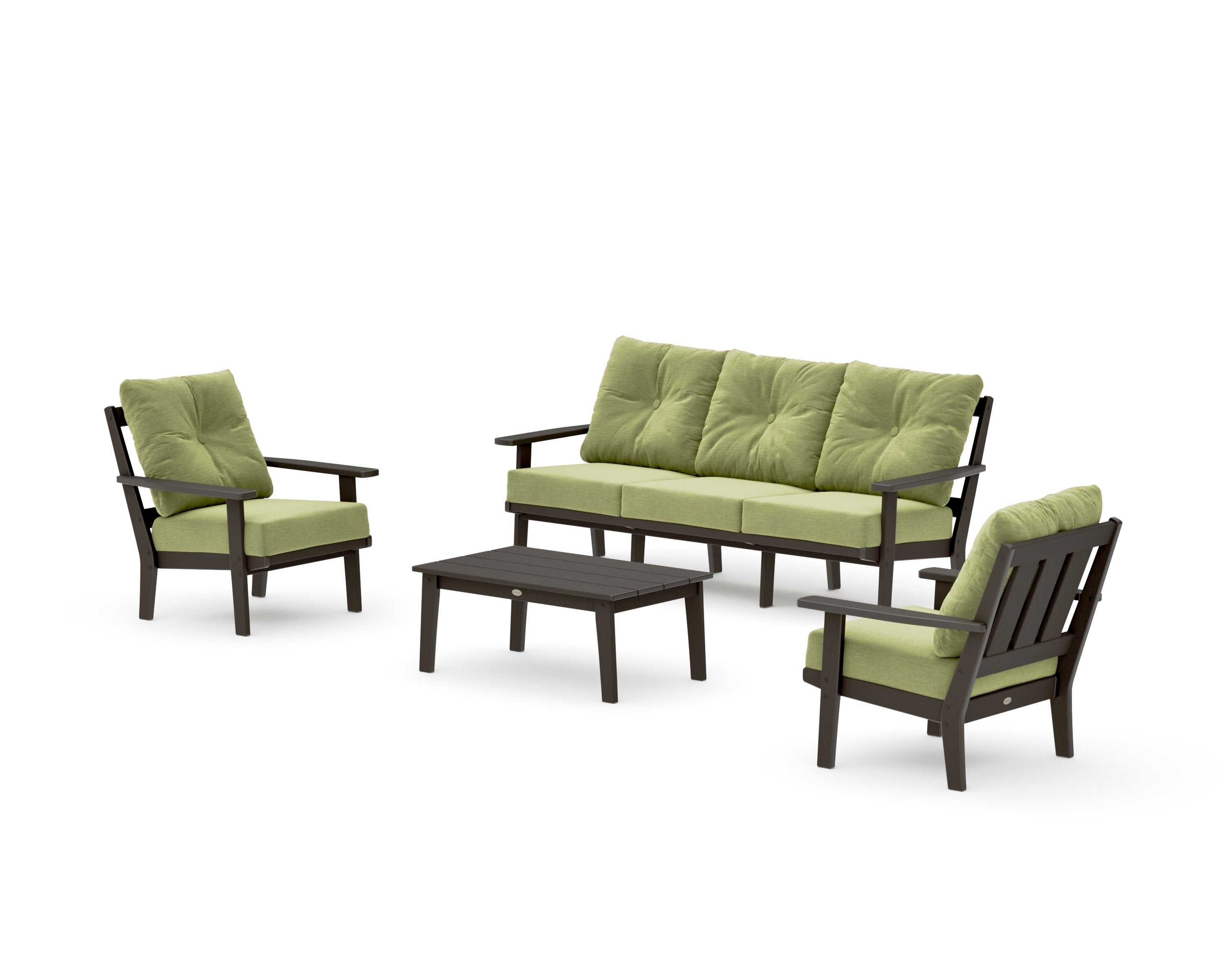 Oxford 4-Piece Deep Seating Set with Sofa in Vintage Coffee / Chartreuse Boucle