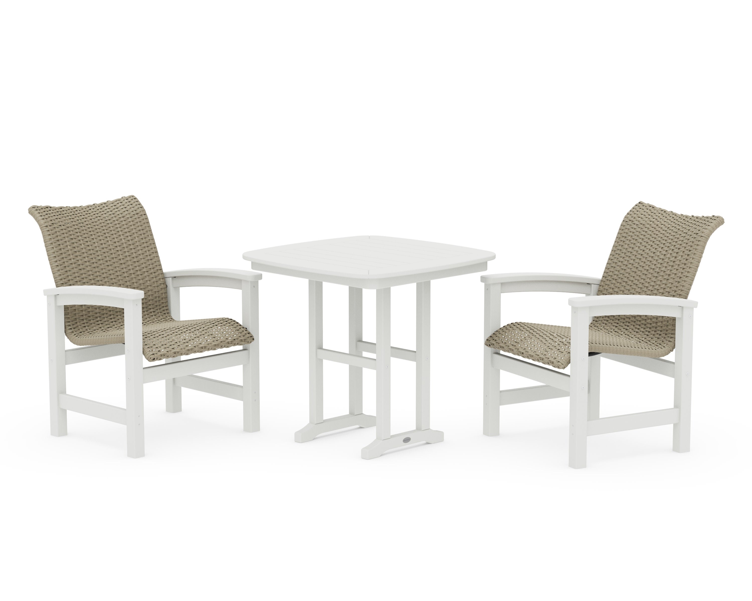 Coastal Woven 3-Piece Dining Set in White / Dune Grass