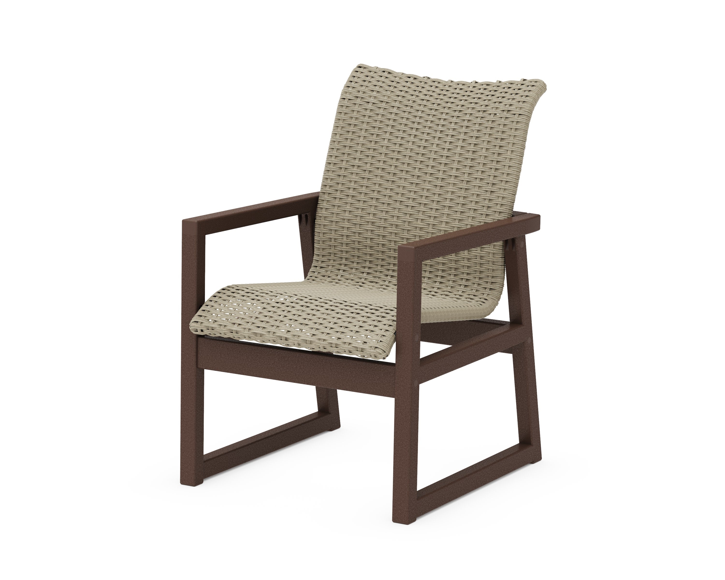 EDGE Woven Dining Arm Chair in Mahogany / Dune Grass