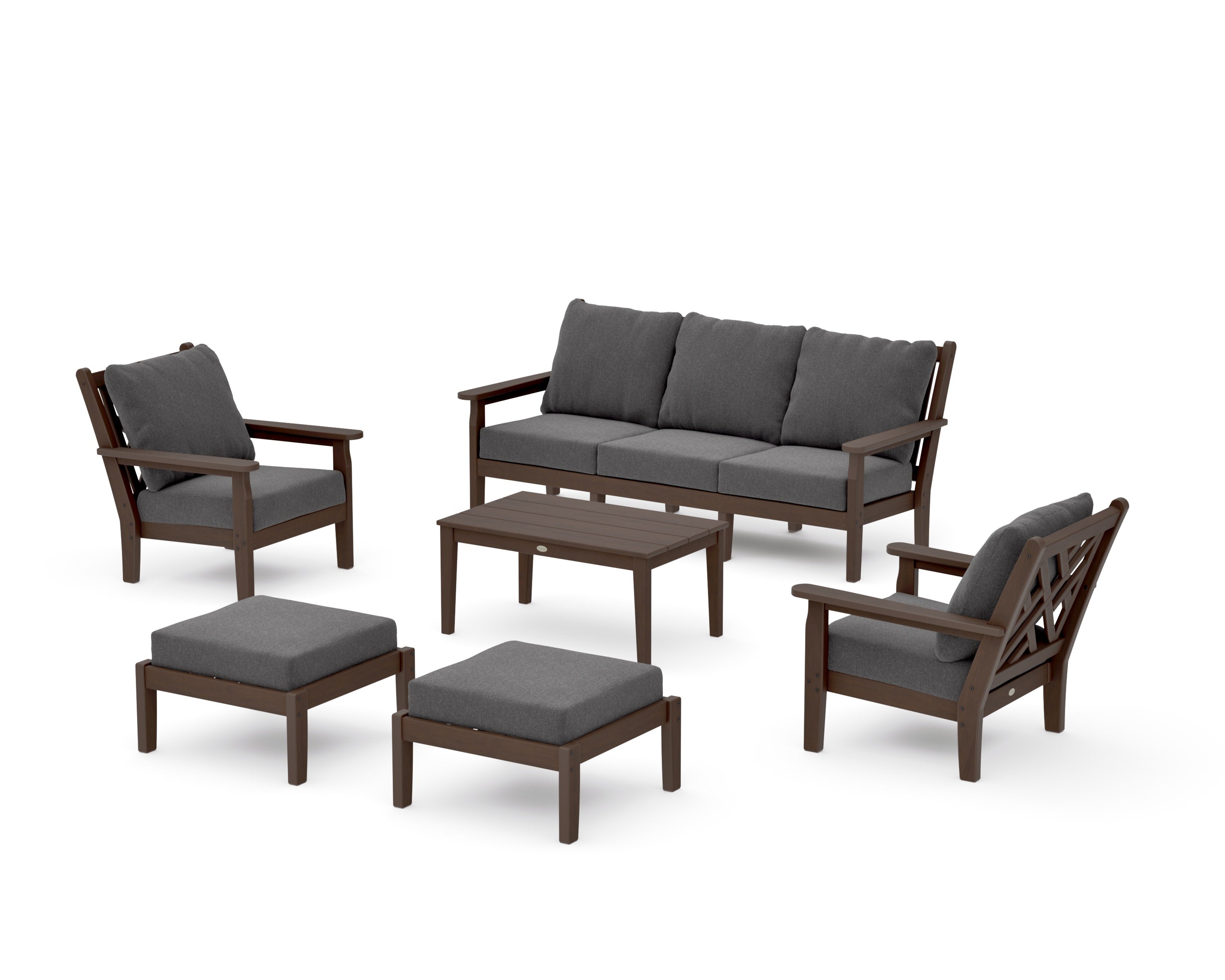 Chippendale 6-Piece Lounge Sofa Set in Kona / Ash Charcoal