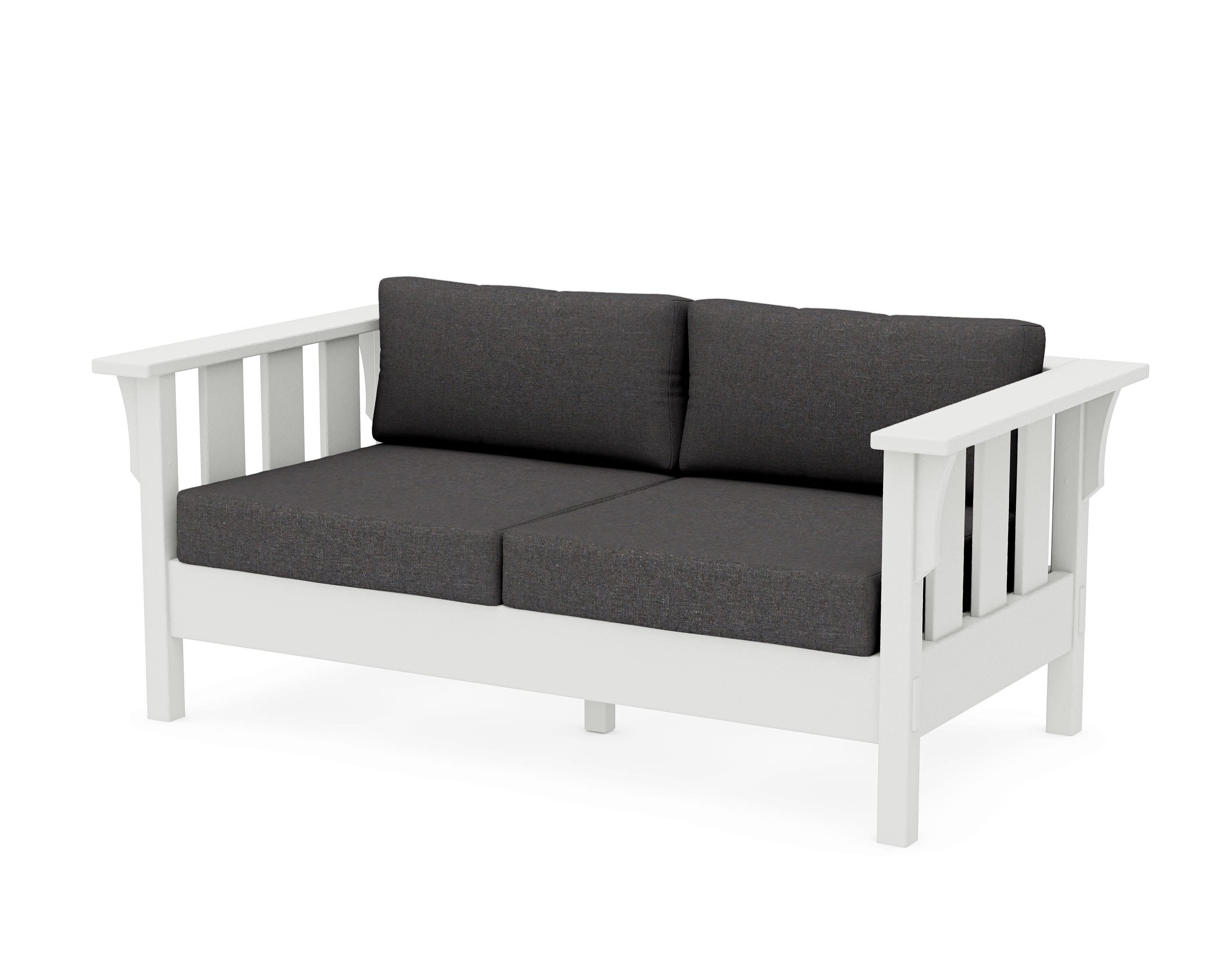 Acadia Deep Seating Loveseat in Vintage White / Ash Charcoal