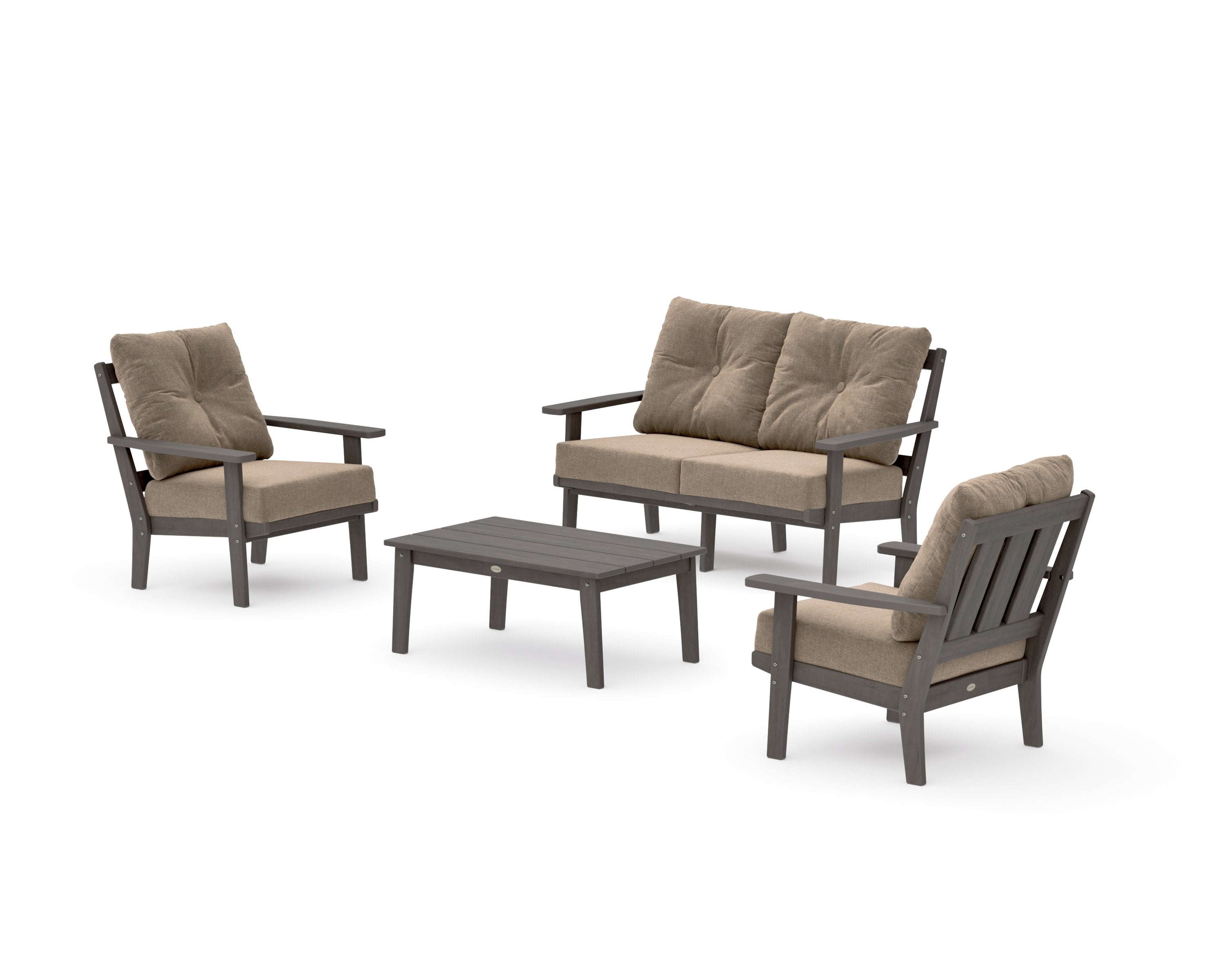 Oxford 4-Piece Deep Seating Set with Loveseat in Driftwood / Spiced Burlap