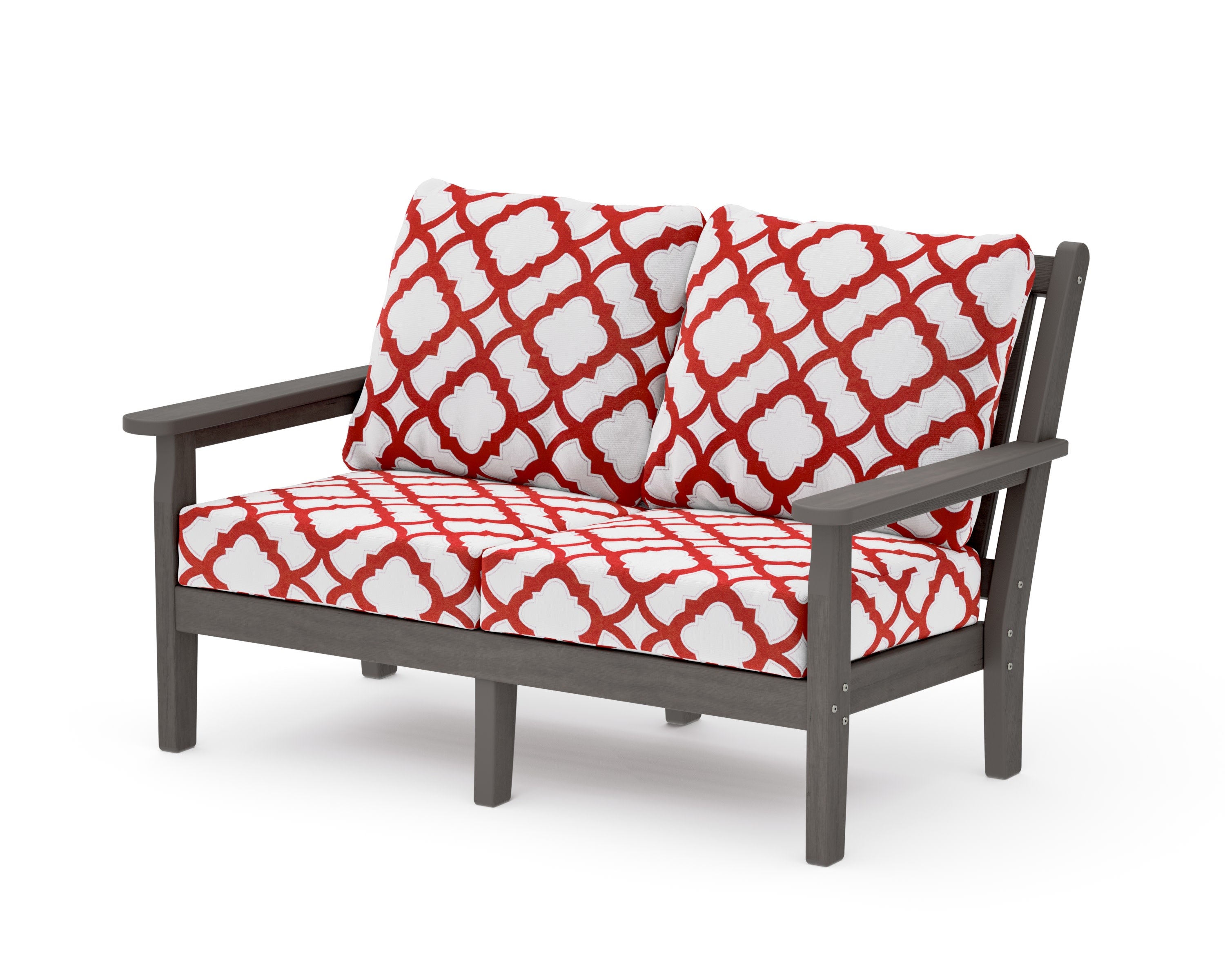 Chippendale Deep Seating Loveseat in Driftwood / Trellis Crimson
