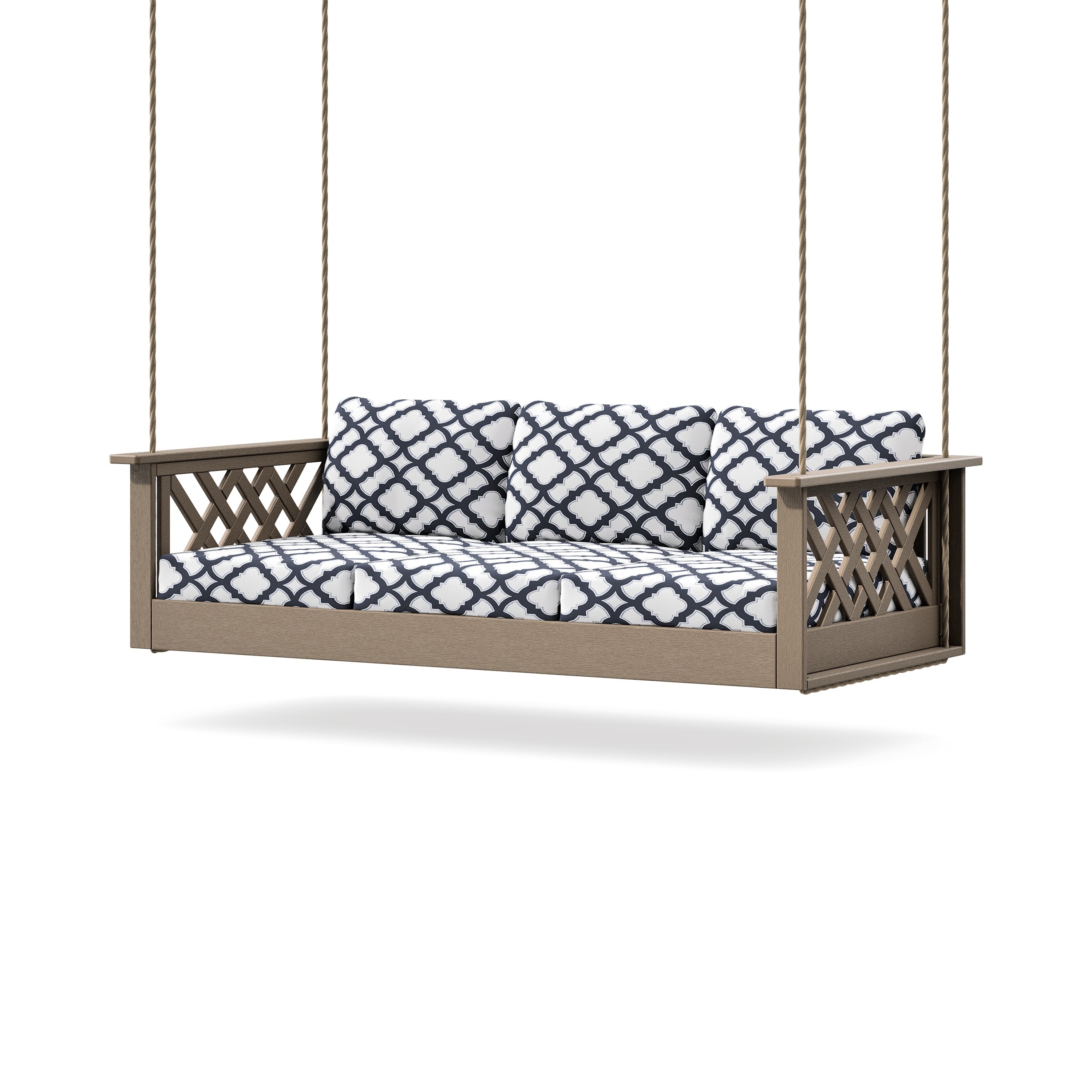Wovendale Daybed Swing in Vintage Sahara / Trellis Navy