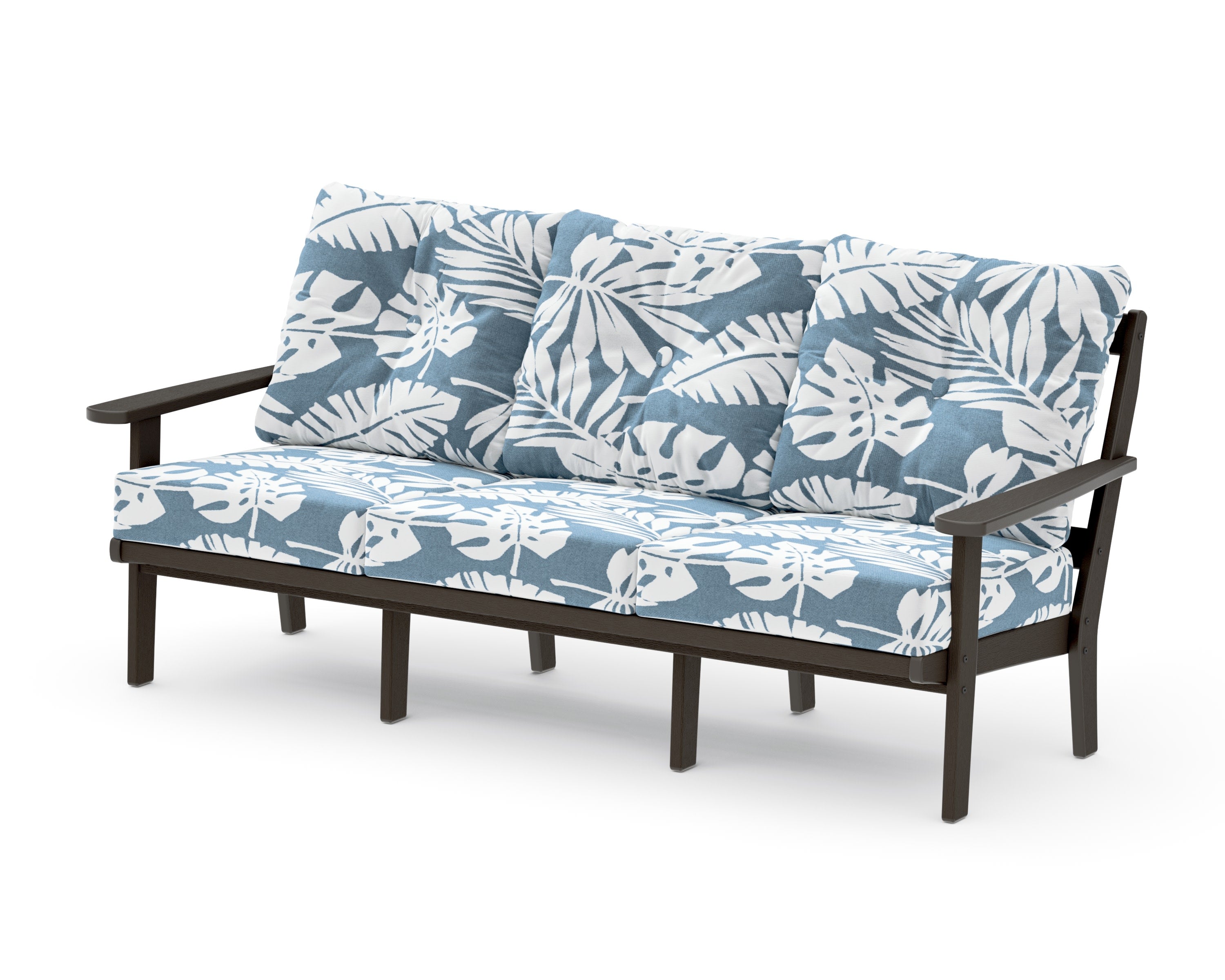 Mission Deep Seating Sofa in Vintage Coffee / Leaf Sky Blue