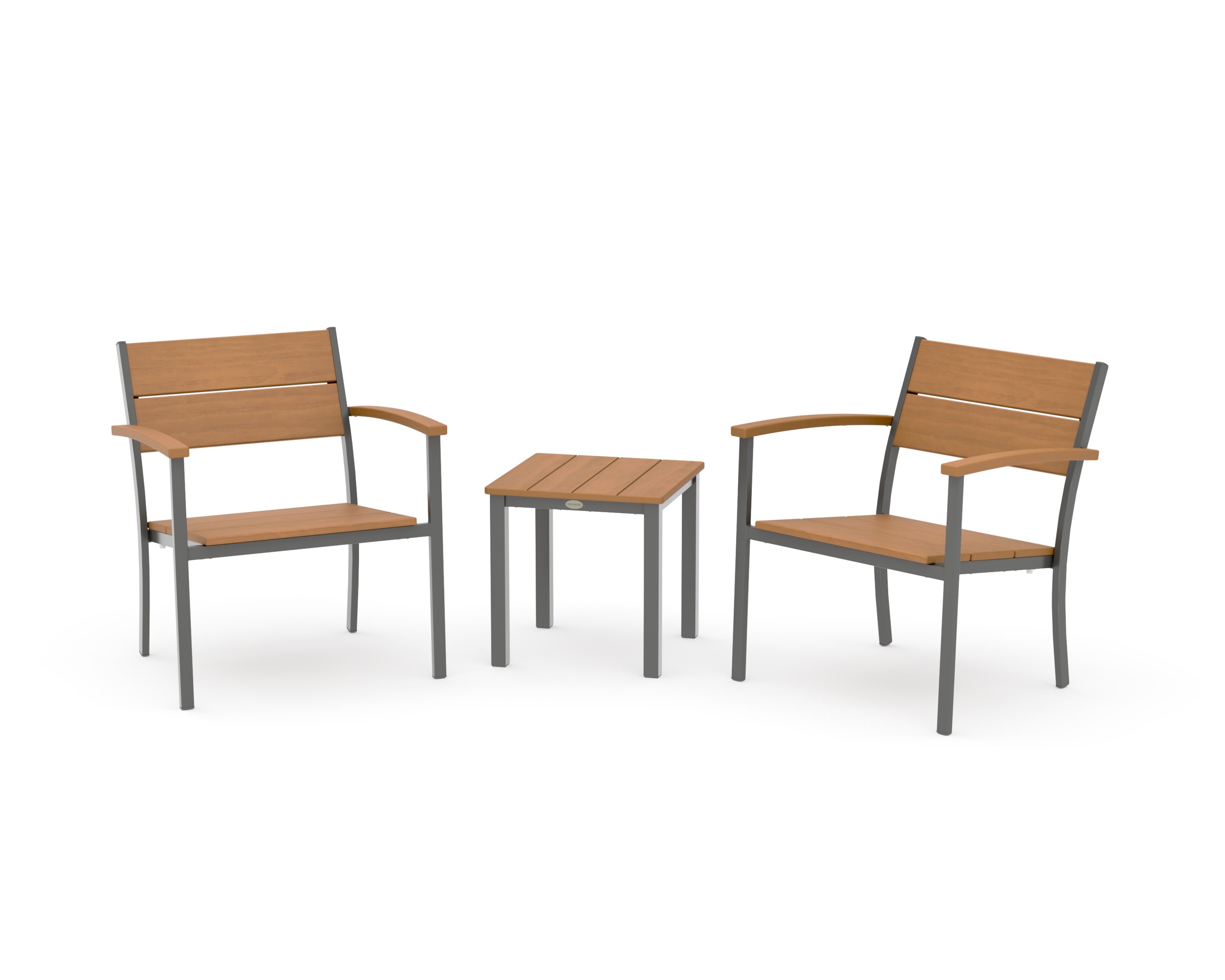 Main Street 3-Piece Lounge Chair Set in Charcoal / Natural