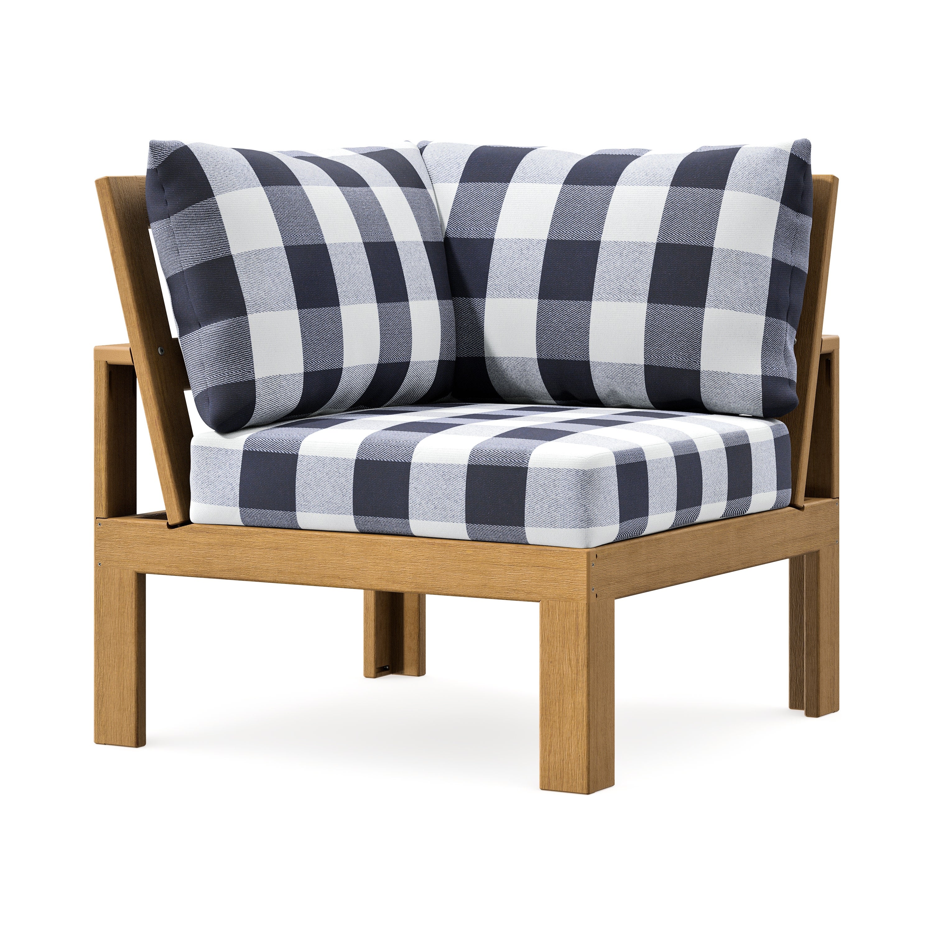 Modular Corner Chair in Natural / Buffalo Plaid Navy