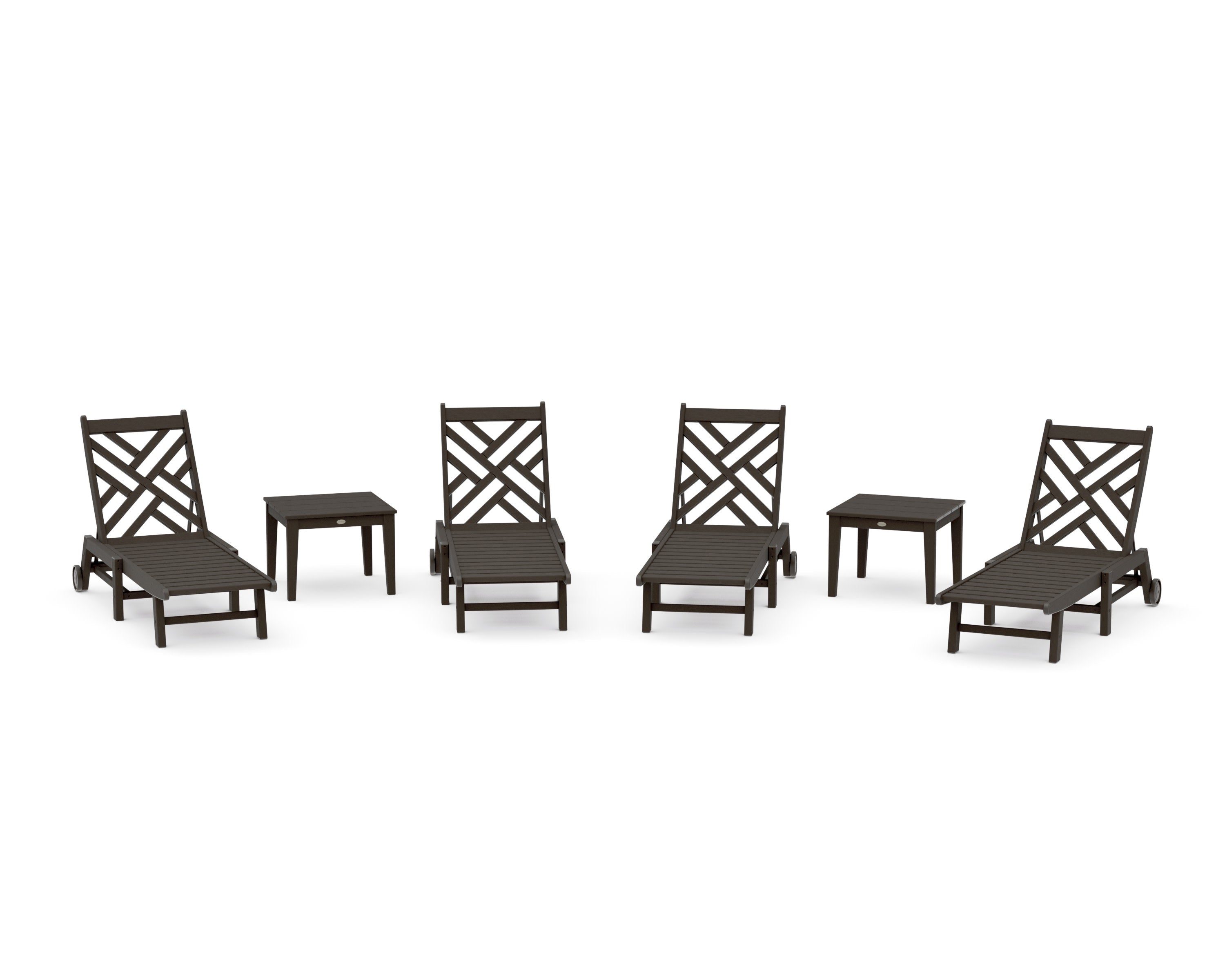 Chippendale 6-Piece Chaise Set with Wheels in Vintage Coffee