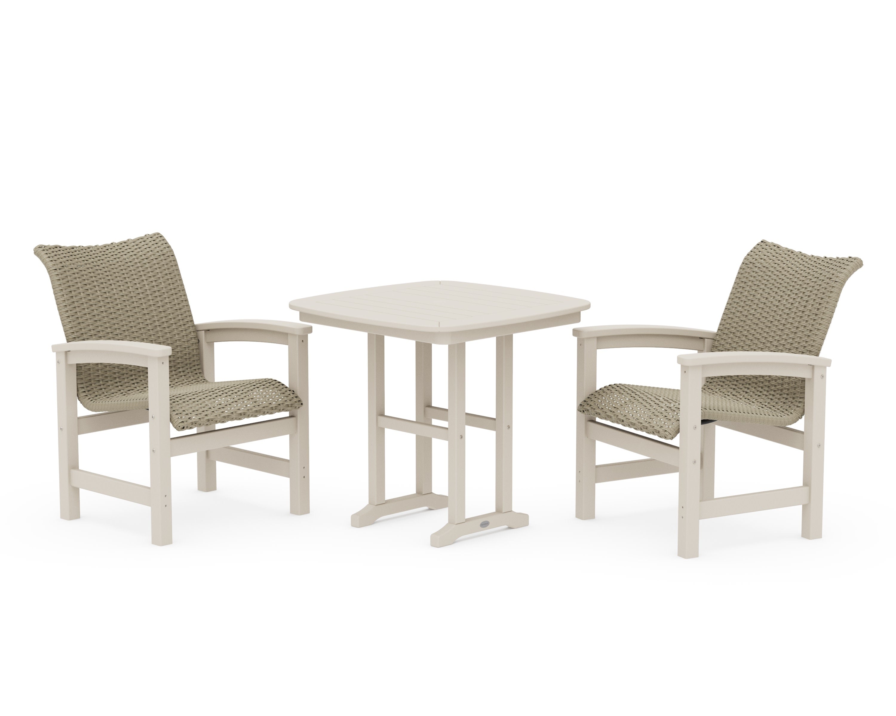 Coastal Woven 3-Piece Dining Set in Sand / Dune Grass