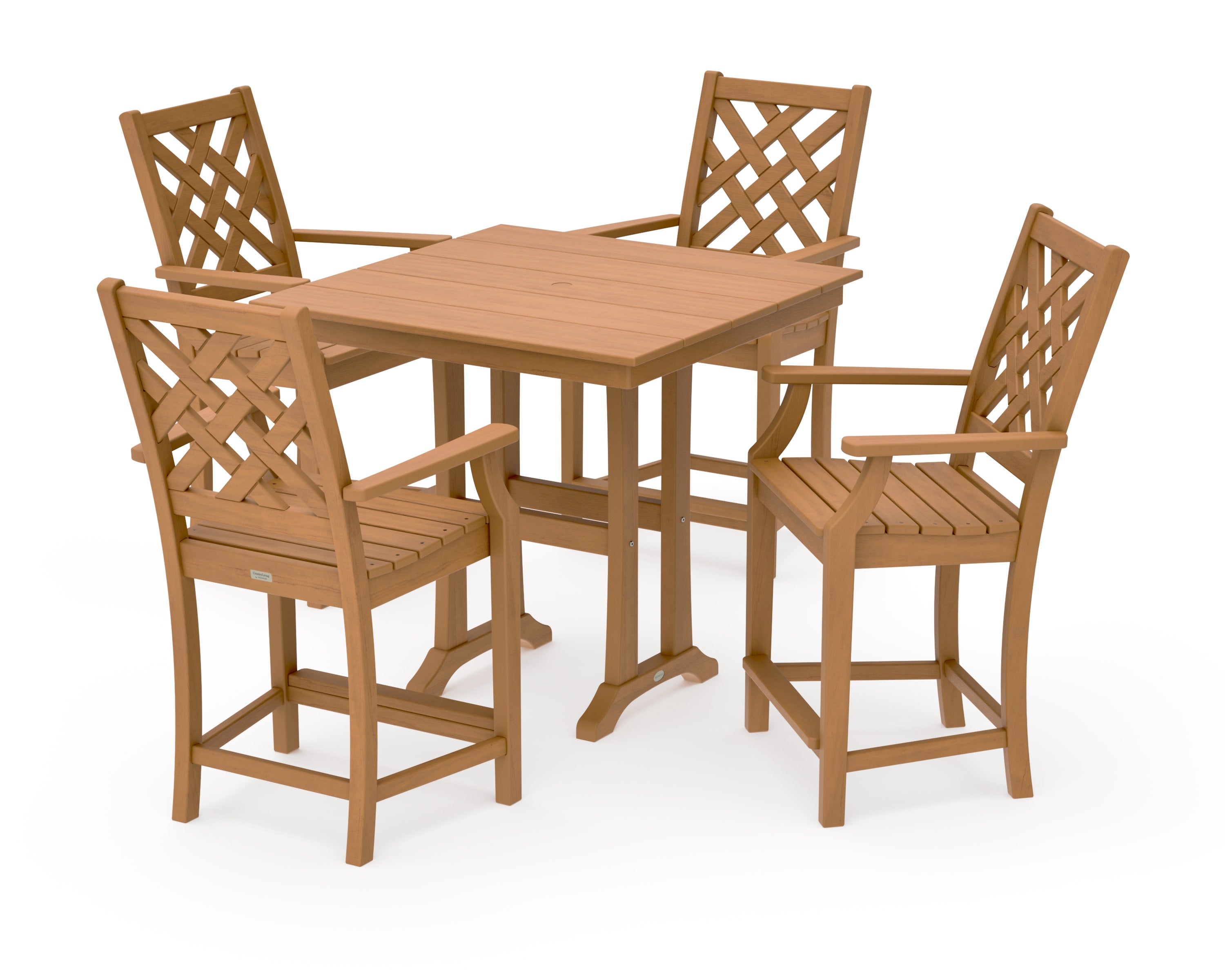 Wovendale 5-Piece Farmhouse Counter Set with Trestle Legs in Natural