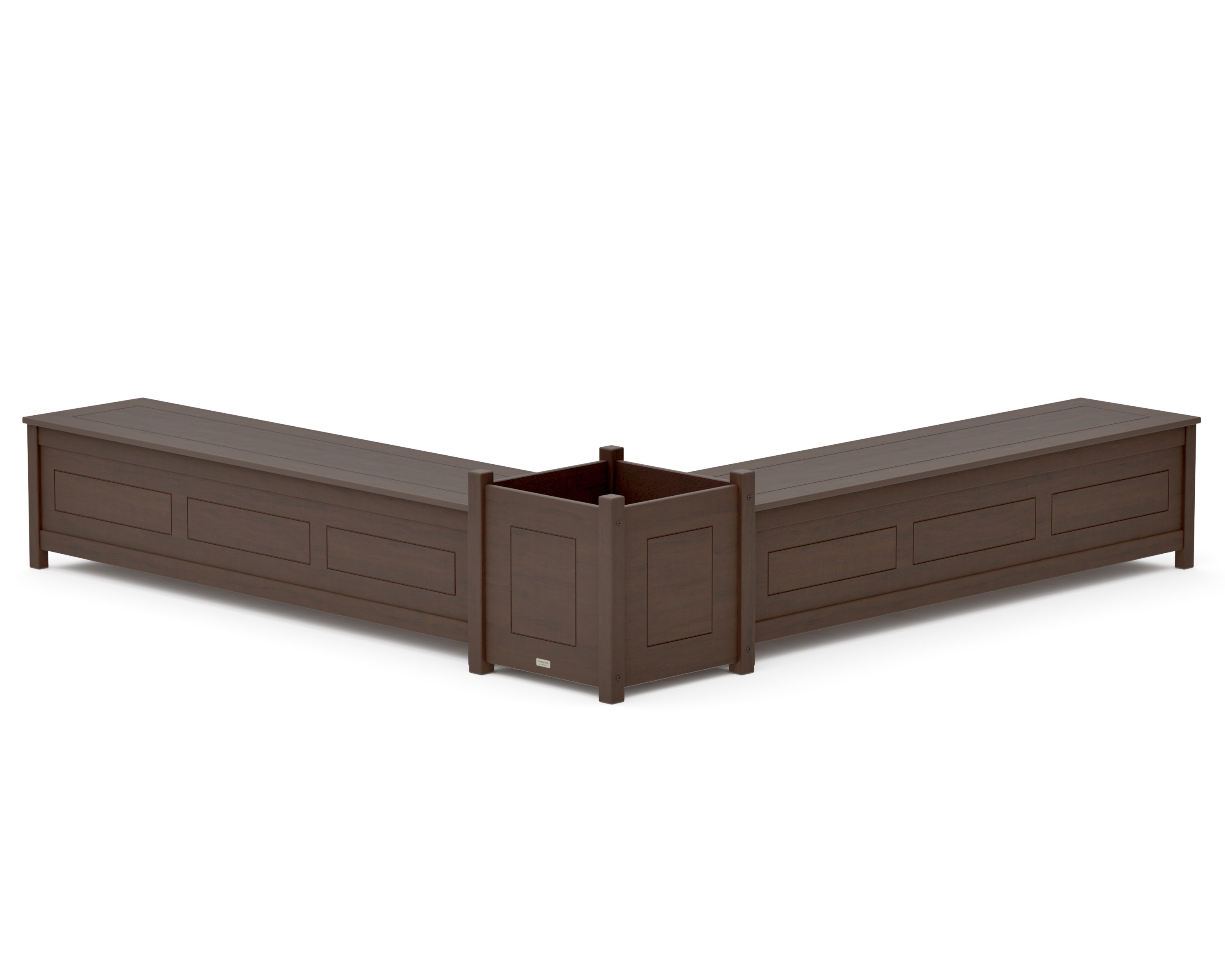 72" Country Living L- Shaped Planter Storage Bench Set- Large in Kona
