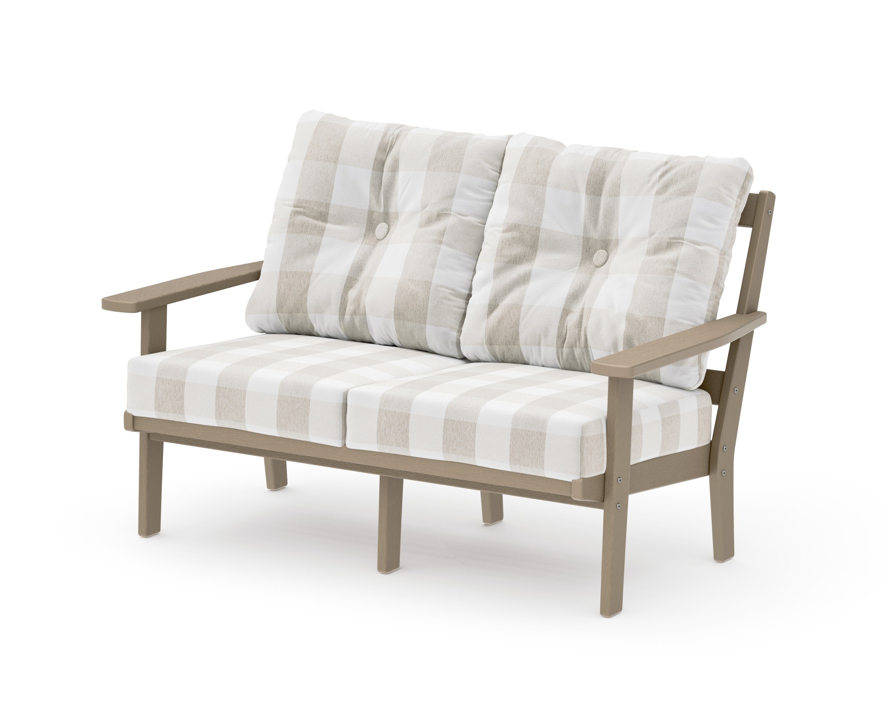 Oxford Deep SeatingLoveseat in Vintage Sahara / Buffalo Plaid Dune Burlap