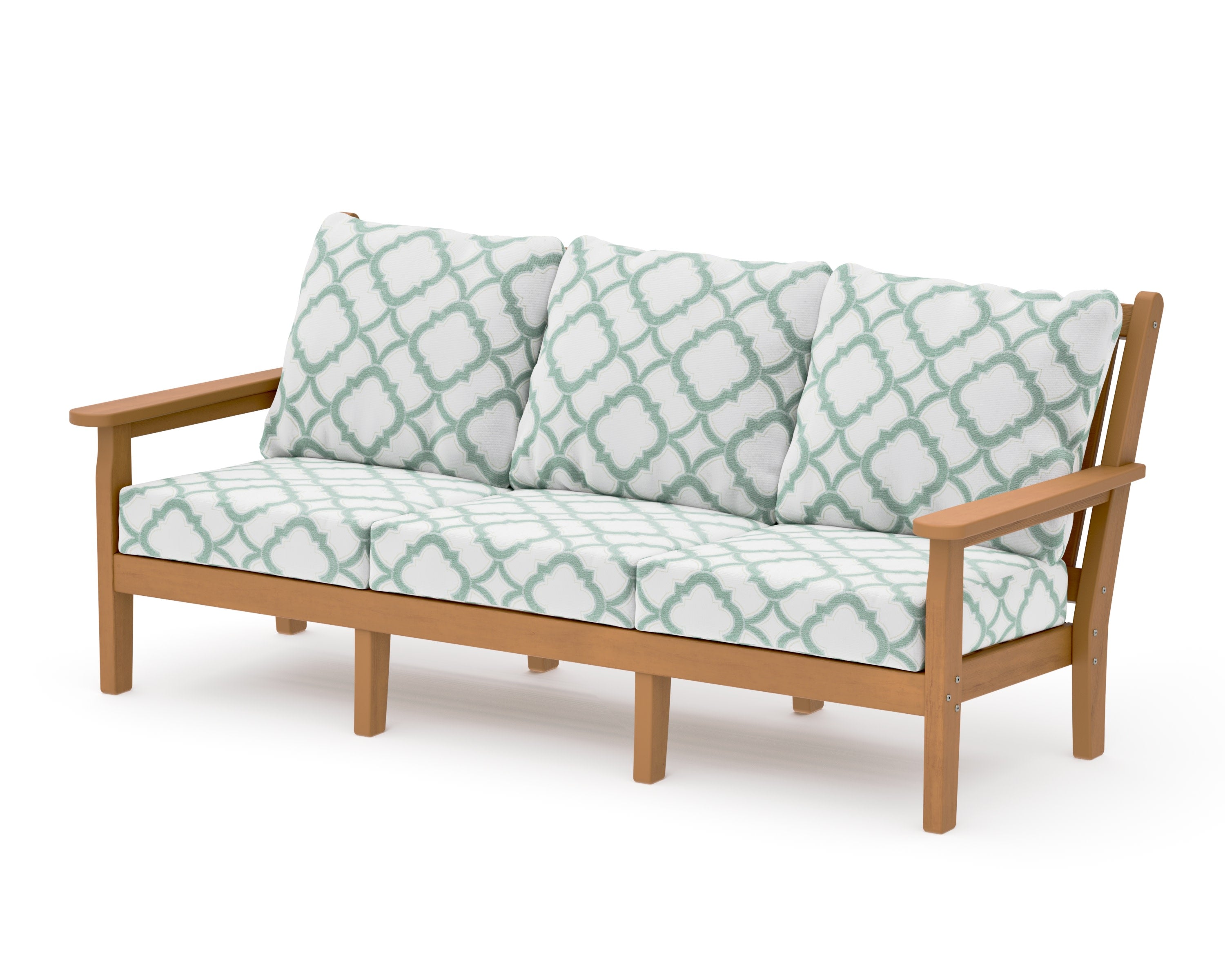 Chippendale Deep Seating Sofa in Natural / Trellis Glacier Spa