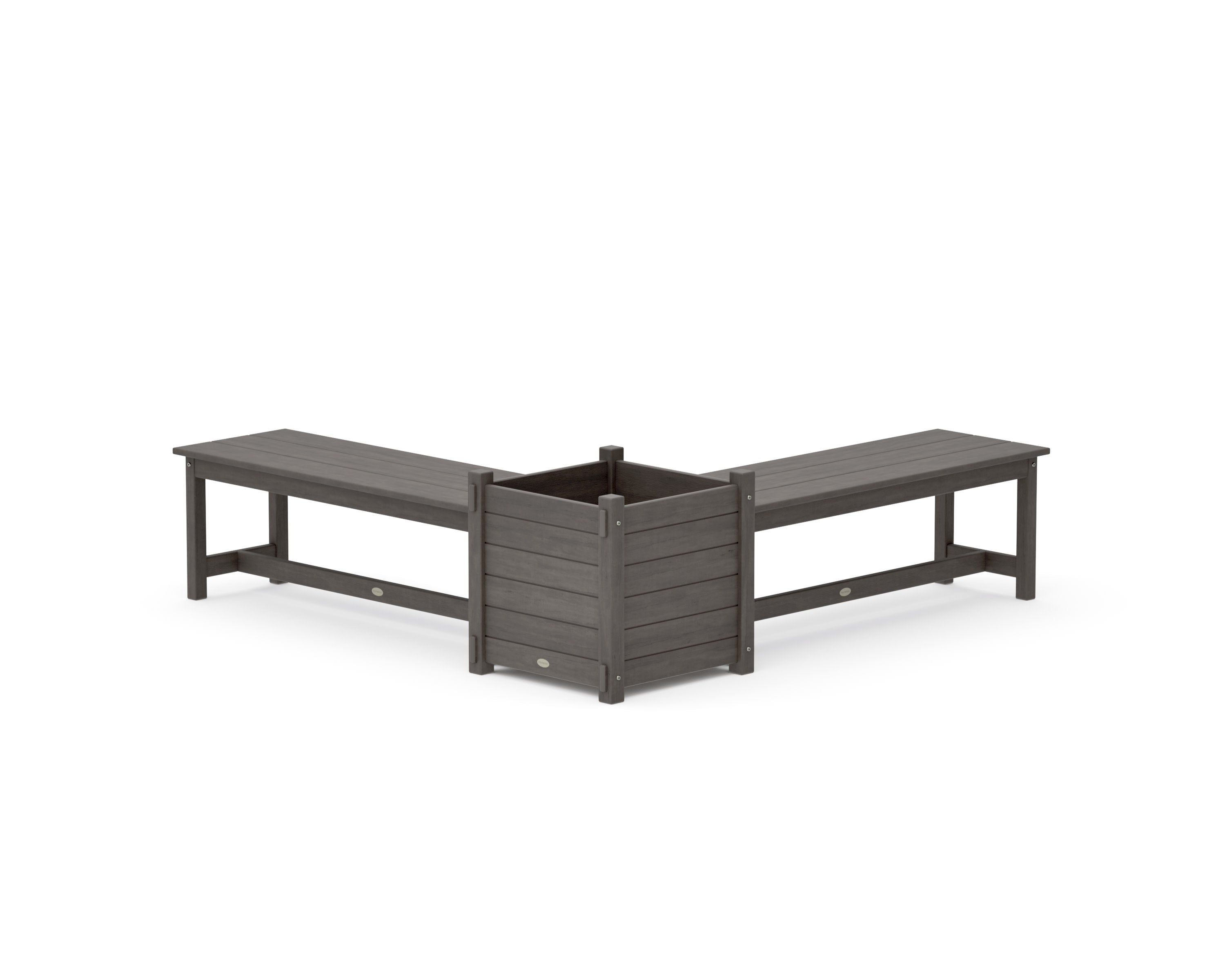 48" Nautical L- Shaped Planter Bench Set- Large in Driftwood