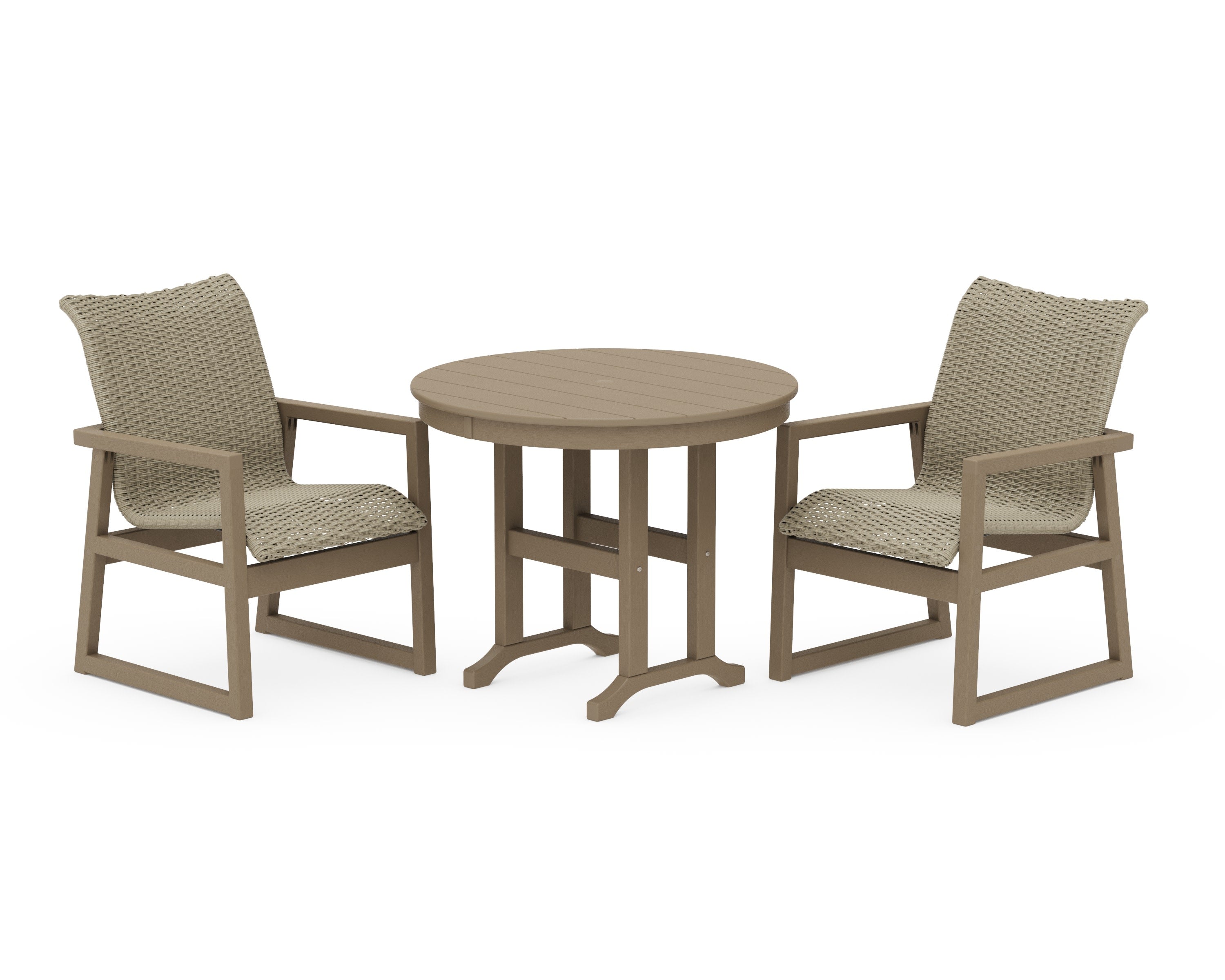 EDGE Woven 3-Piece Farmhouse Dining Set in Vintage Sahara / Dune Grass
