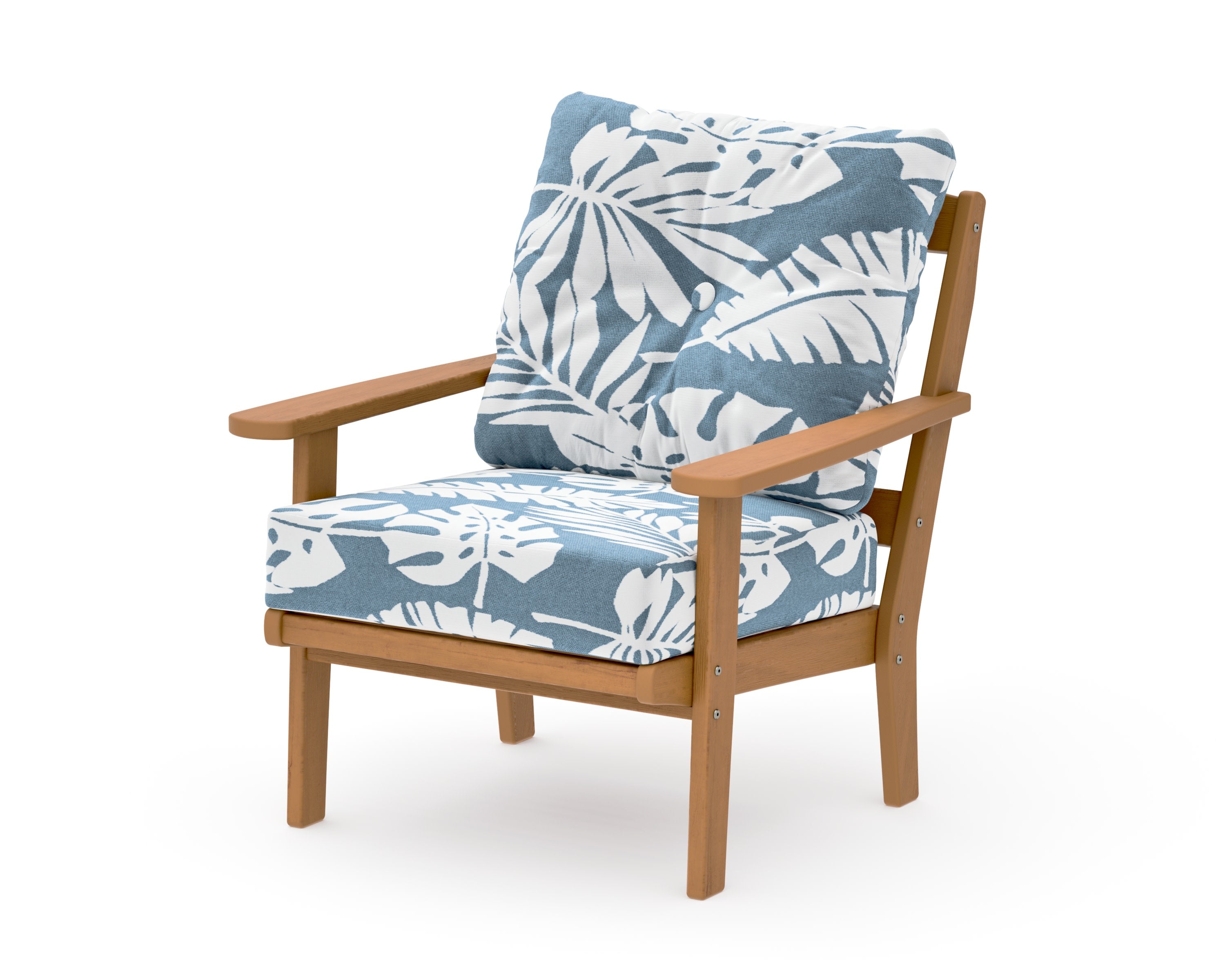 Mission Deep Seating Chair in Natural / Leaf Sky Blue