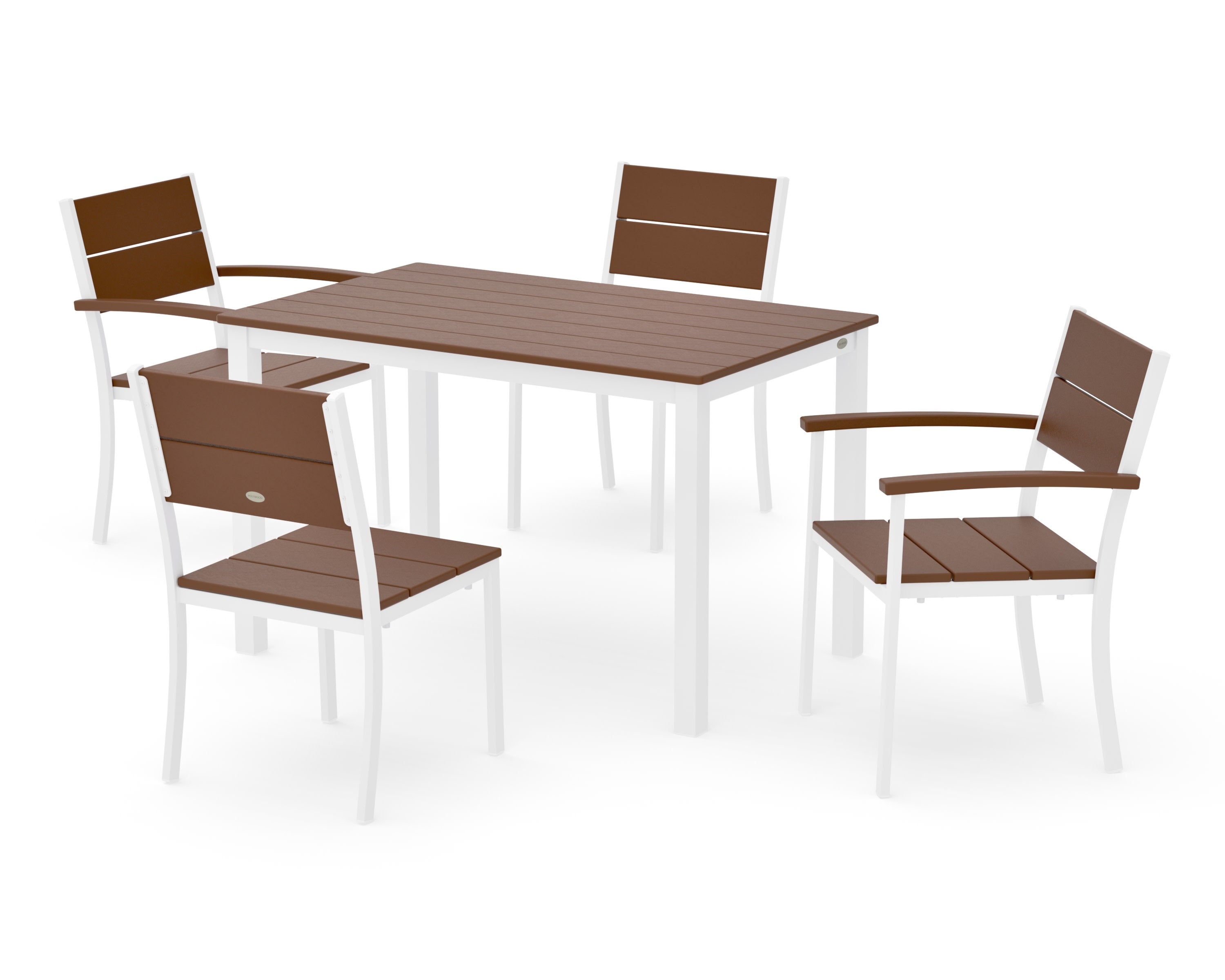 Main Street 5-Piece Dining Set in White / Teak
