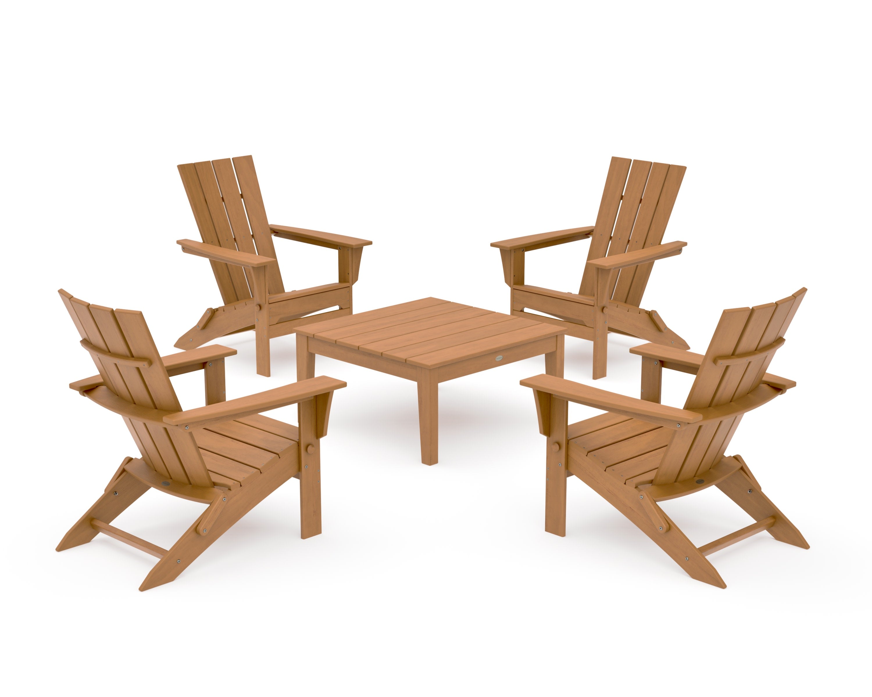 Quattro Folding Chair 5-Piece Conversation Set in Natural