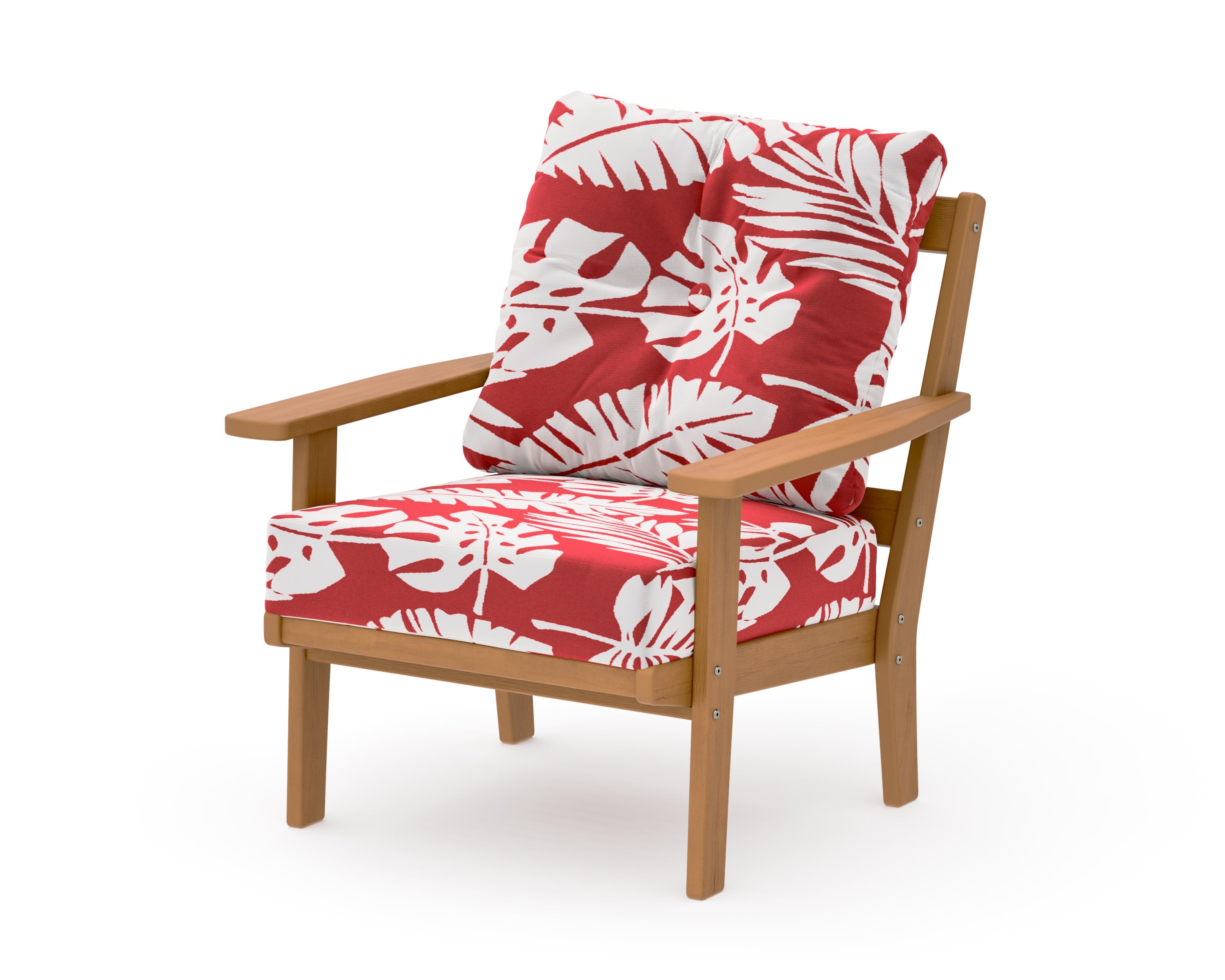 Oxford Deep Seating Chair in Natural / Leaf Crimson