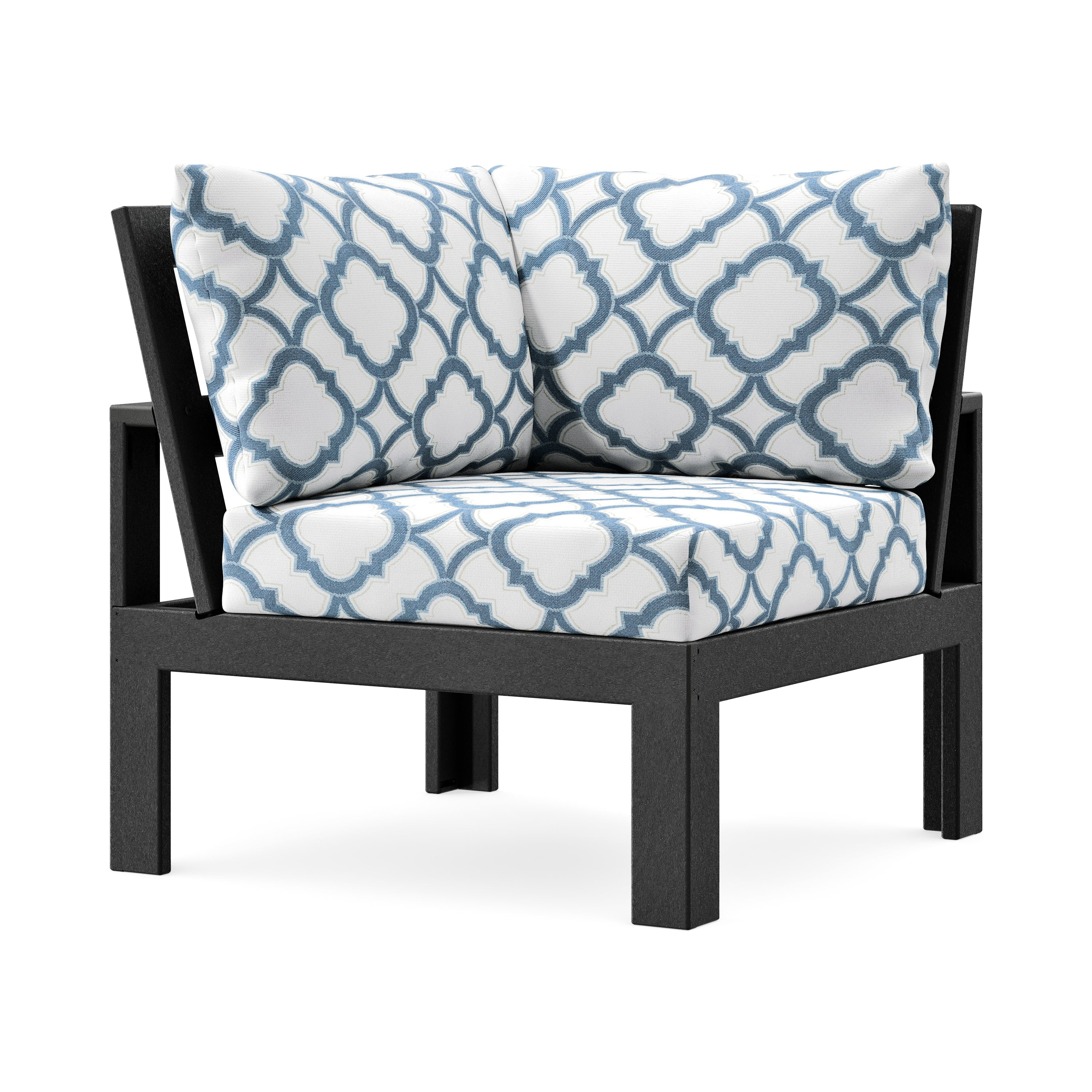 Modular Corner Chair in Black / Trellis Sky Blue