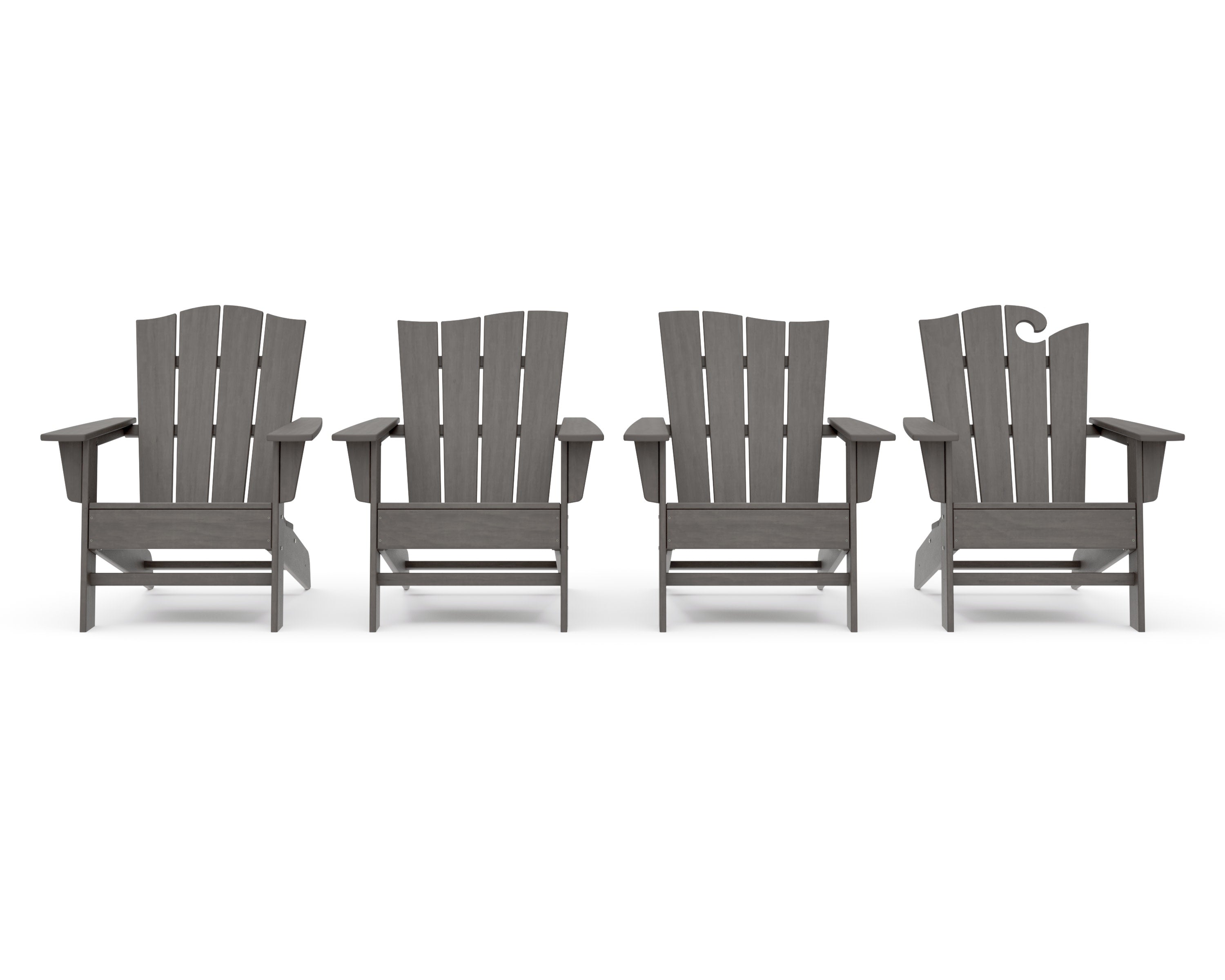 Wave Collection 4-Piece Adirondack Chair Set in Driftwood