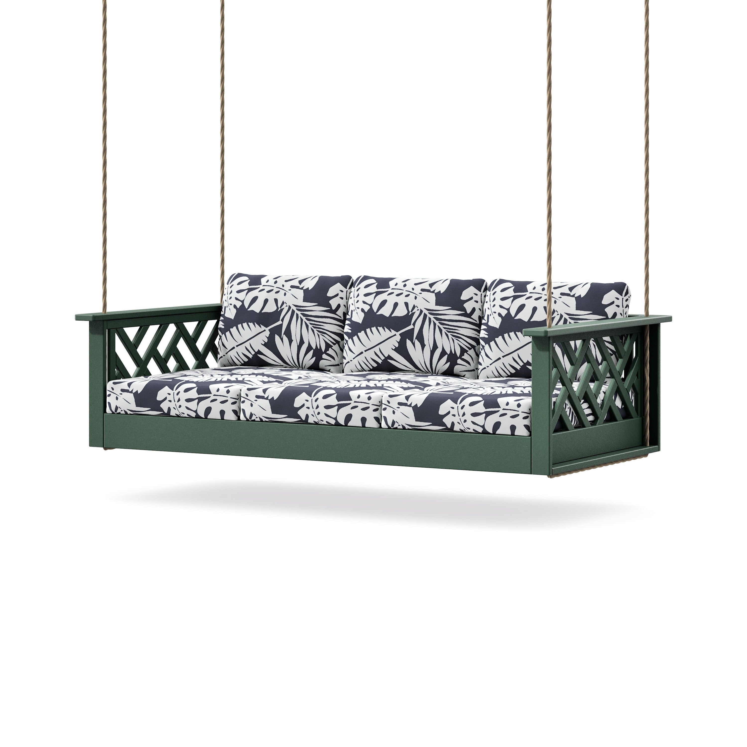 Chippendale Daybed Swing in Green / Leaf Navy